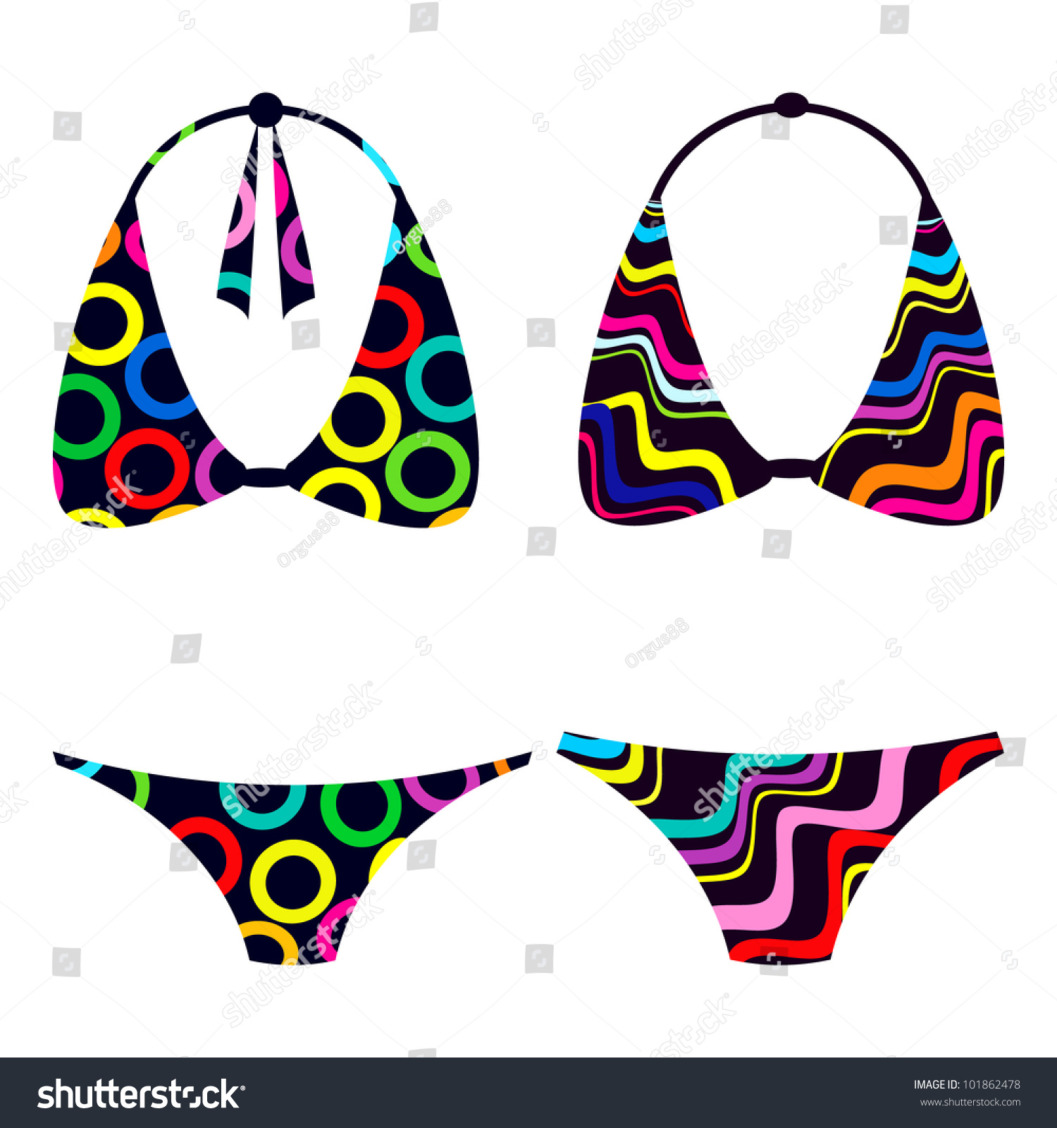 Vector Bikini Silhouette Set 101862478 Shutterstock 