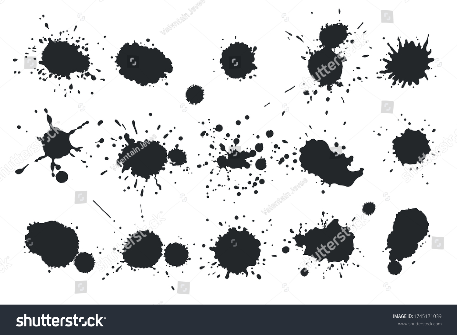 Vektor Stok Vector Black White Ink Splash Blot Tanpa Royalti