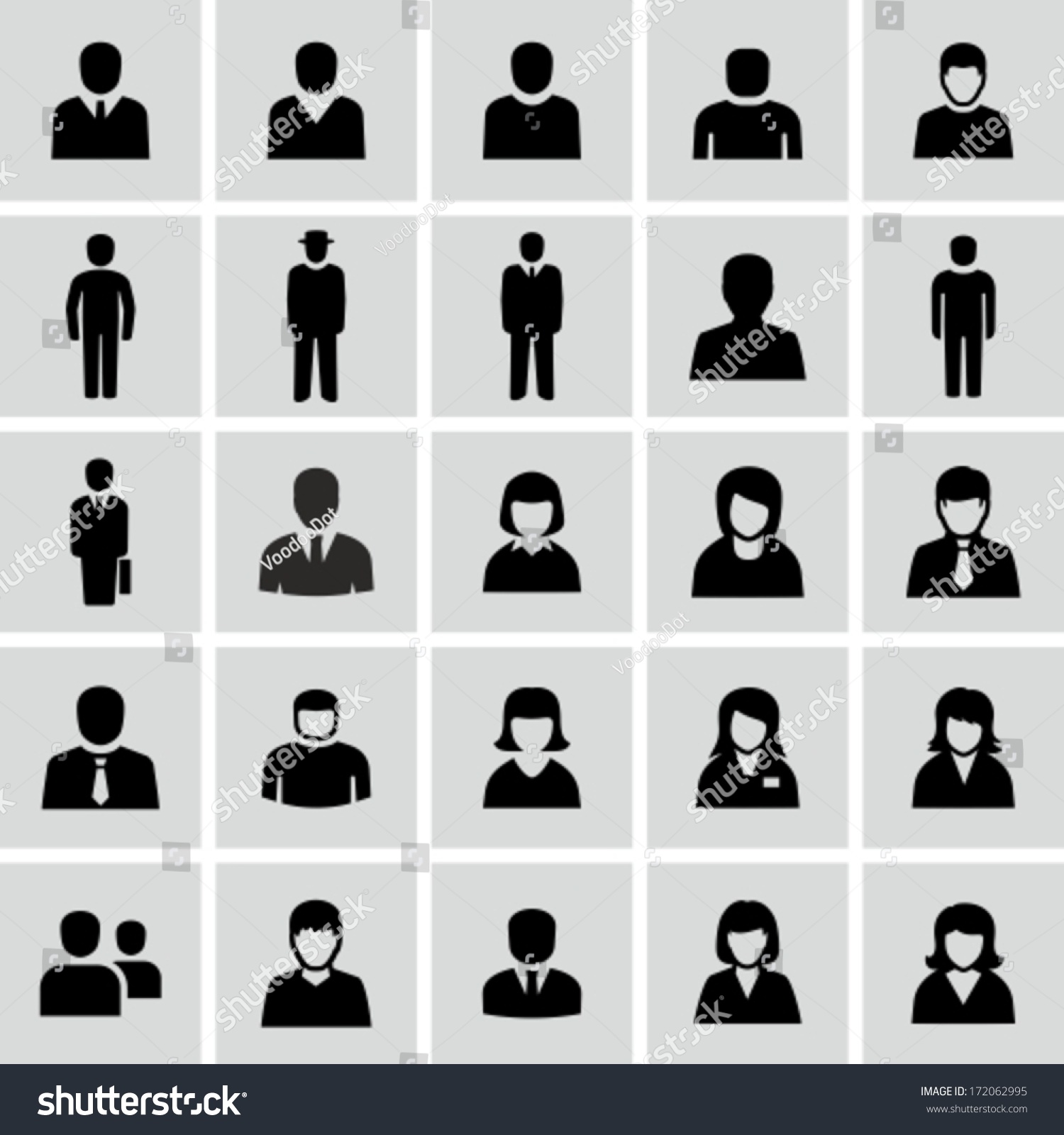 Vector Black White People Icons Stock Vector 172062995 - Shutterstock