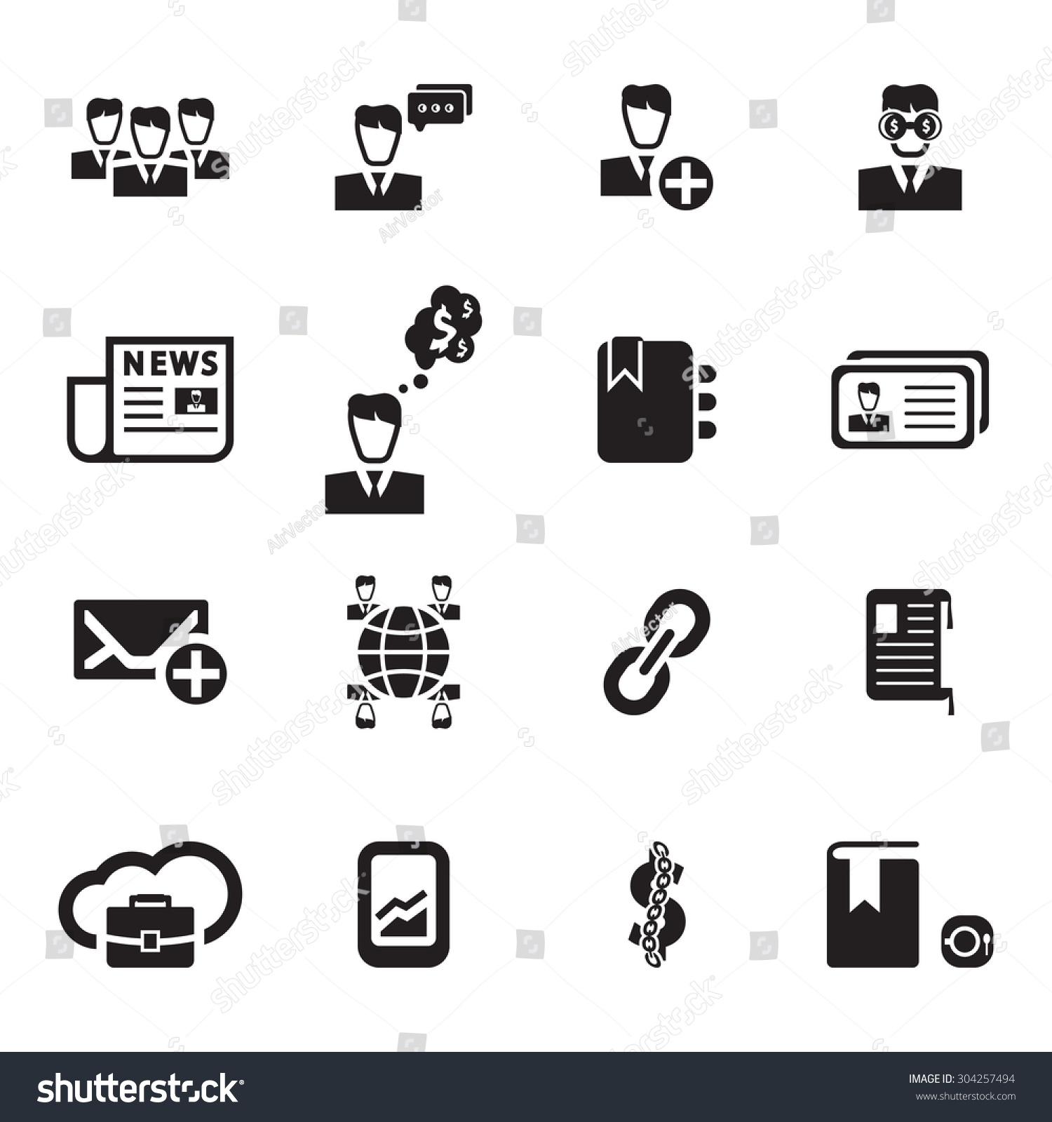 Vector Black Business Icon Set On Stock Vector Royalty Free 304257494