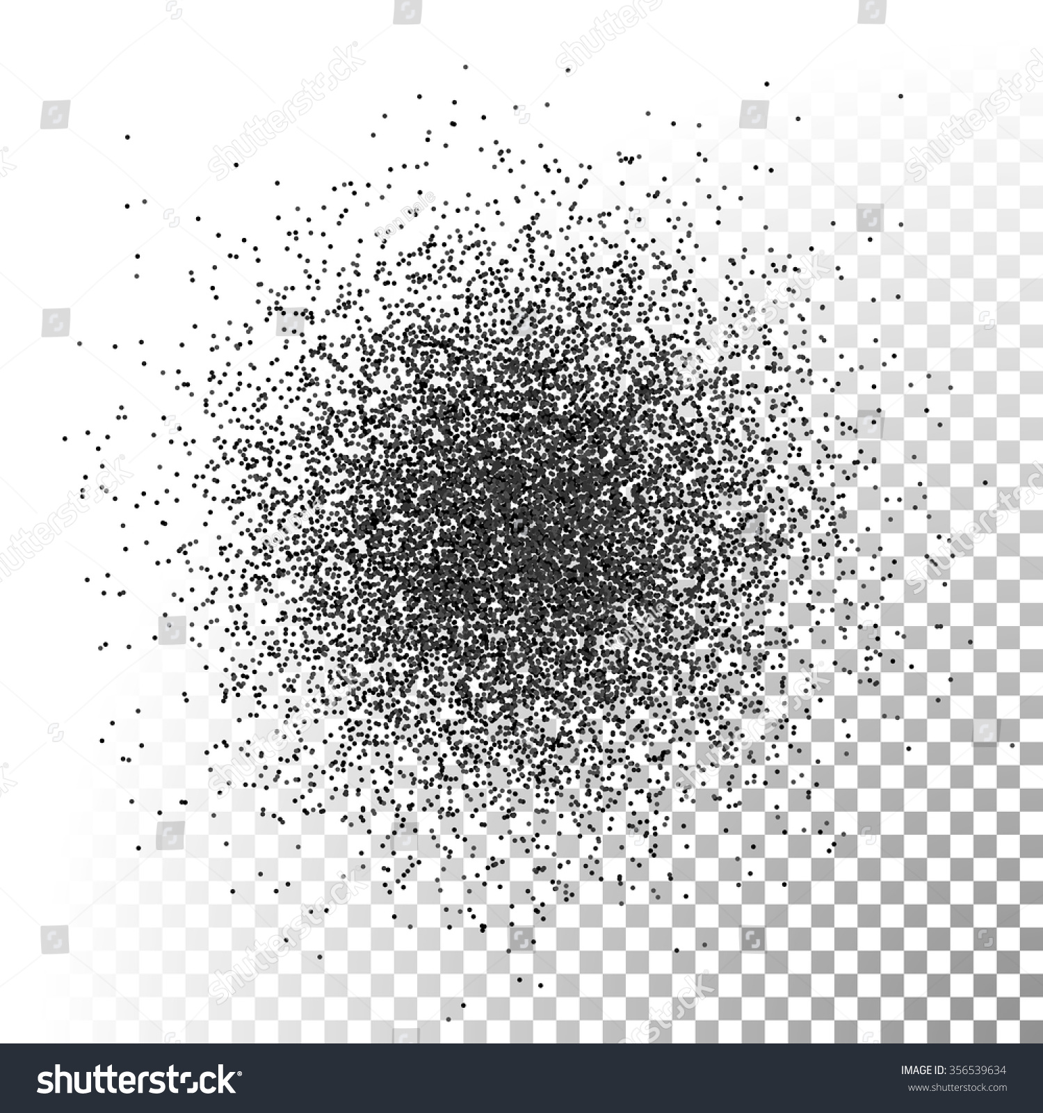 Vector Black Dust Explosion. Black Dust Texture On Transparent