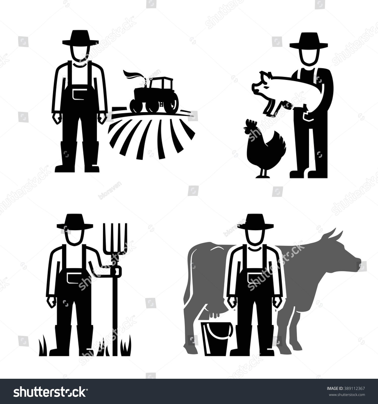 Vector Black Farmer Icon On White Background - 389112367 : Shutterstock