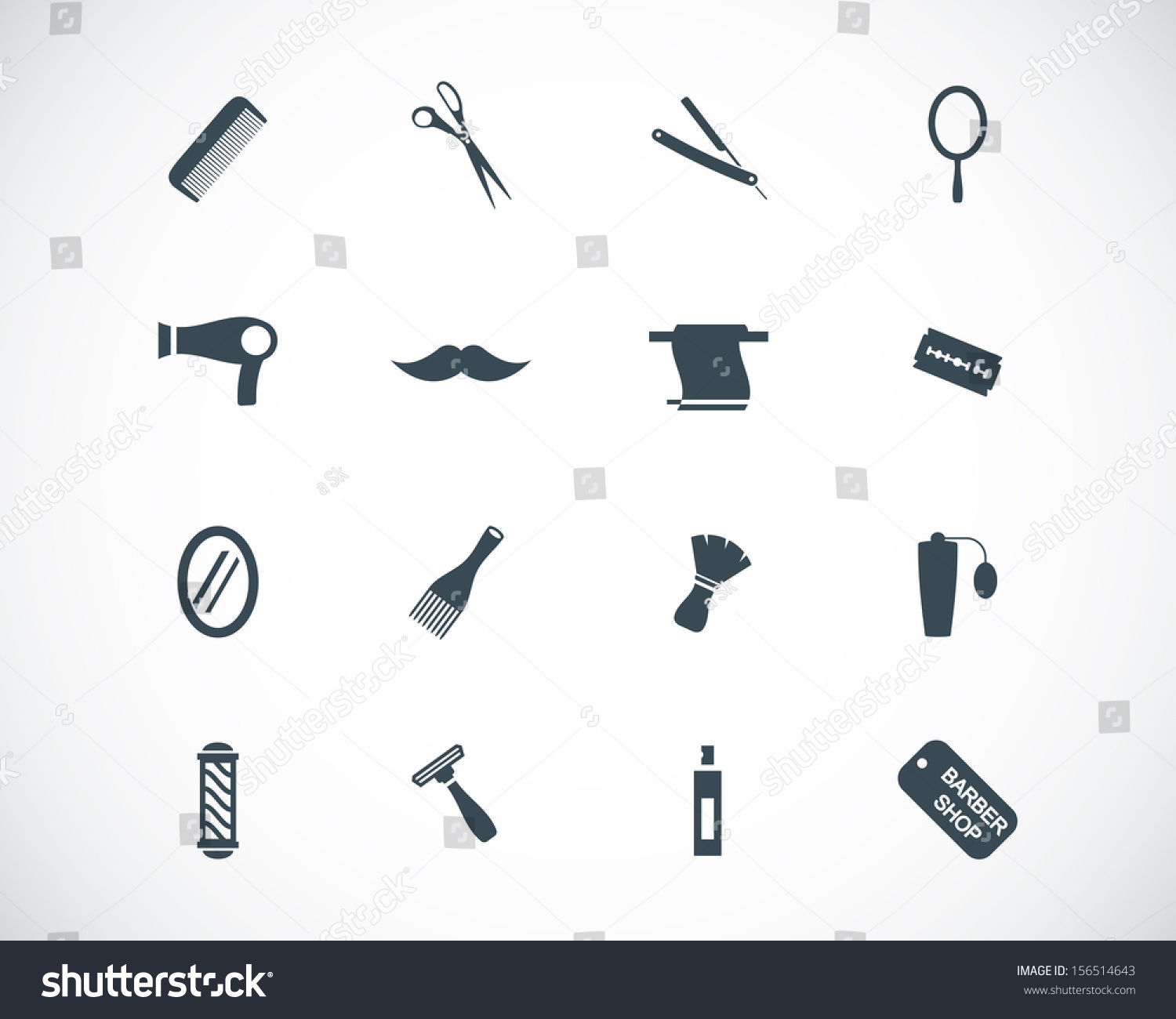 Vector Black Hair And Icons Set - 156514643 : Shutterstock