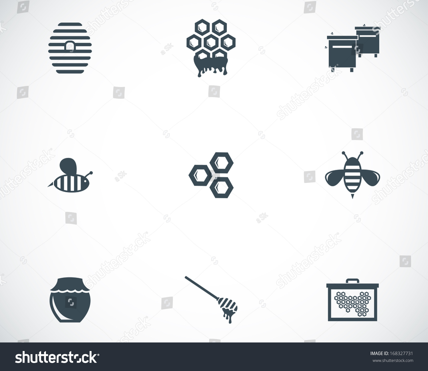 Vector Black Honey Icons Set On White Background - 168327731 : Shutterstock