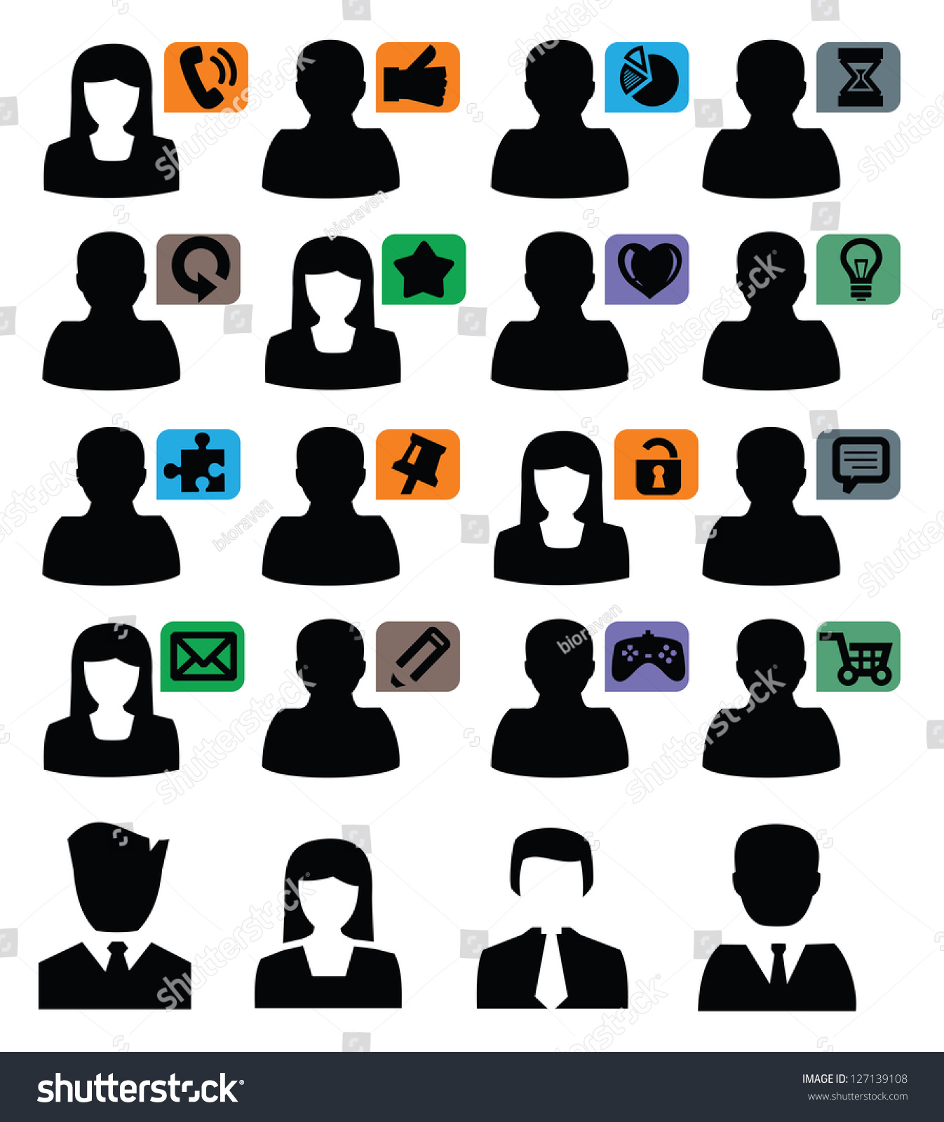 Vector Black People Icons Set On White - 127139108 : Shutterstock