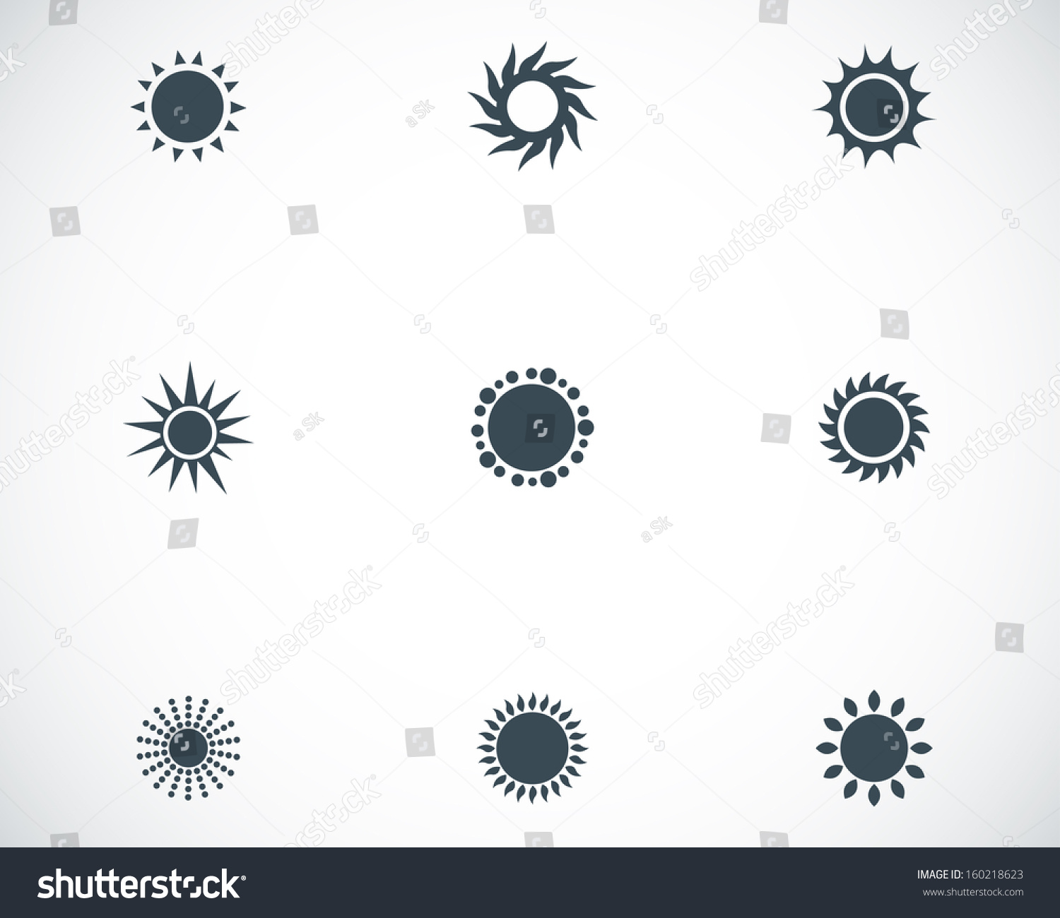 Vector Black Sun Icons Set - 160218623 : Shutterstock