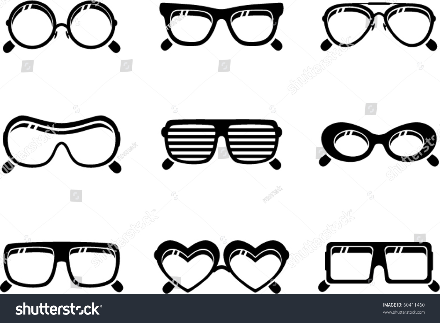 Vector Black Sunglasses Icons Set On White Background 60411460 Shutterstock 0200