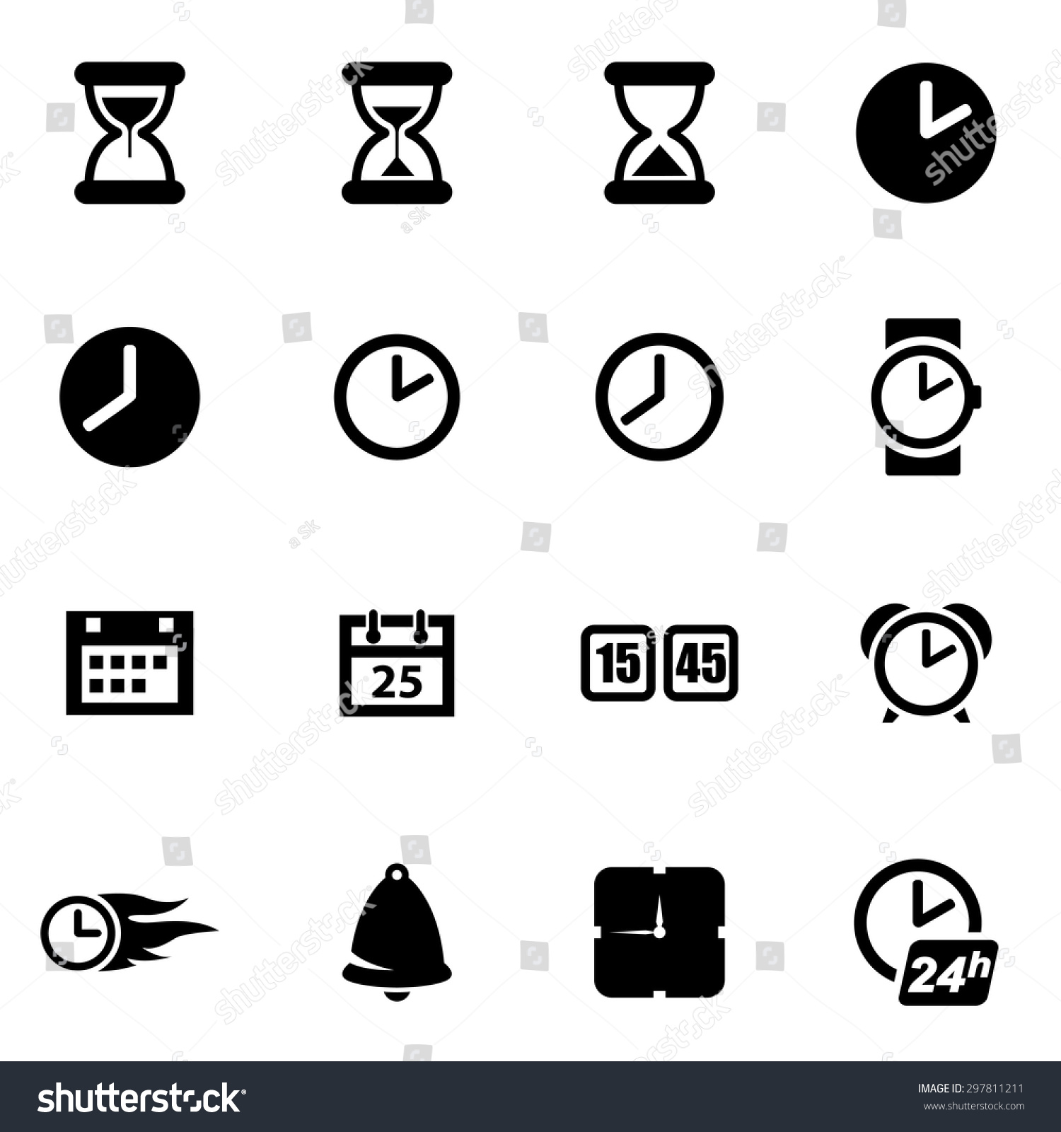 Vector Black Time Icon Set - 297811211 : Shutterstock