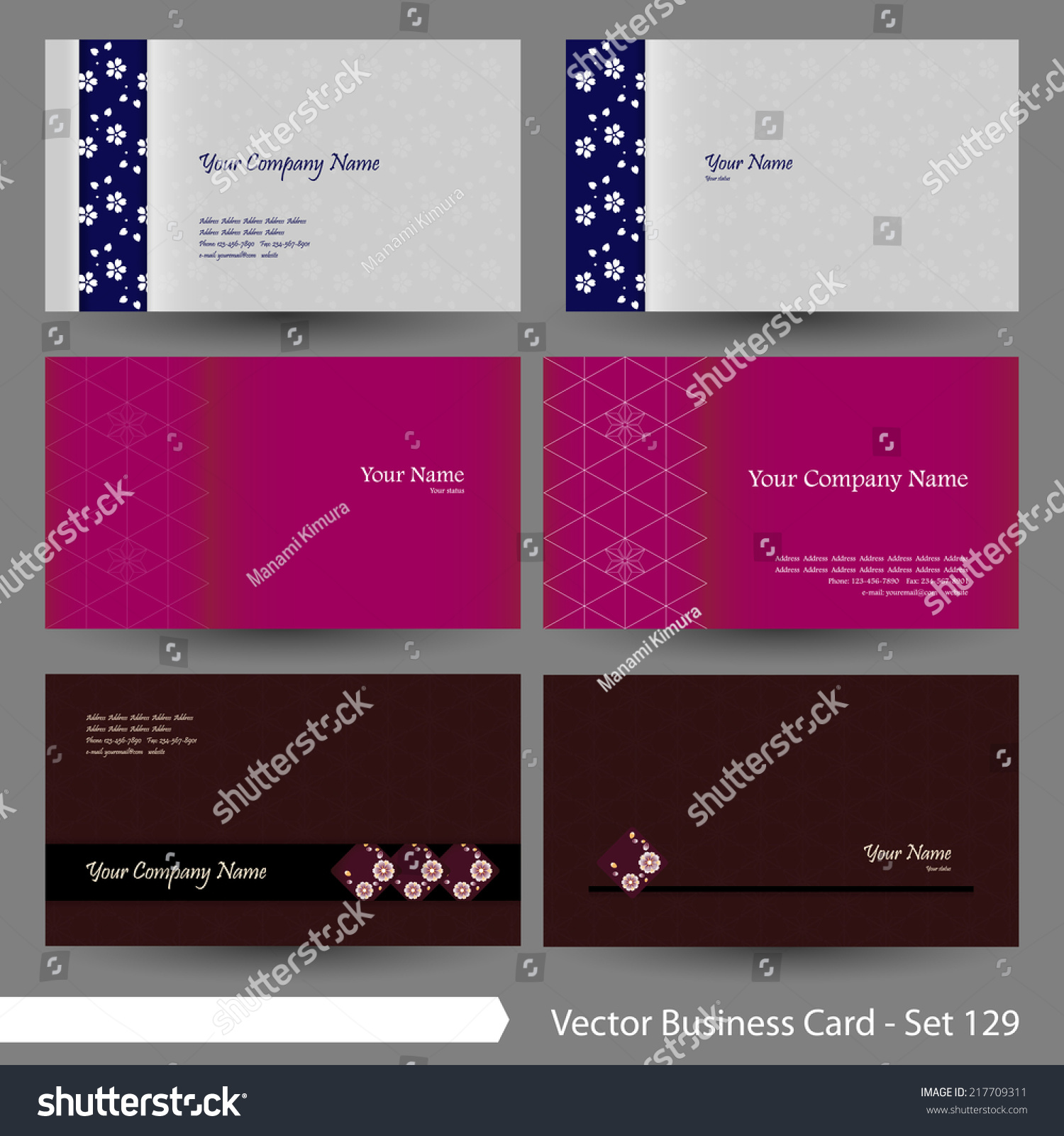 Vector Business Card Template Set Japanese Stock Vector 217709311 Shutterstock Japanese Business Card Template