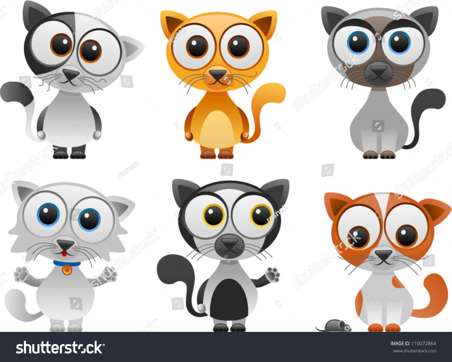 Vector Cartoon Cats Set Shutterstock