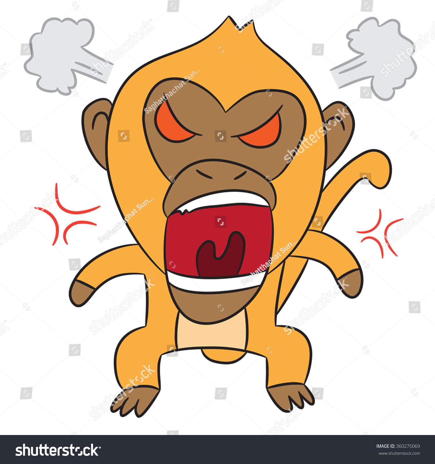 Vector Cartoon Character Monkey Angry Stock Vector 360275069 Shutterstock