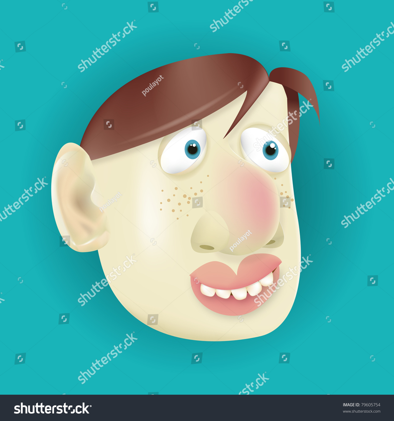 Vector Cartoon Character With Funny Caricature Big Nose - 79605754