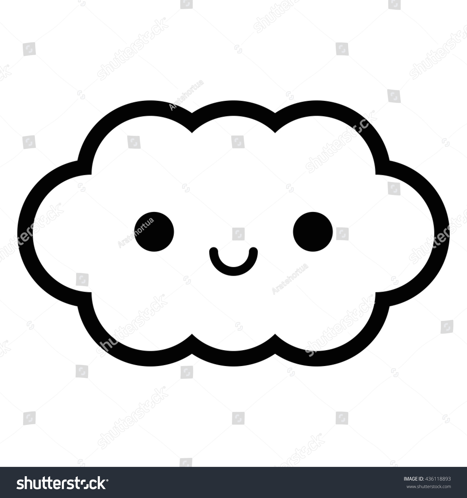 Vector Cartoon Cute Happy Cloud Icon Stock Vector Royalty Free