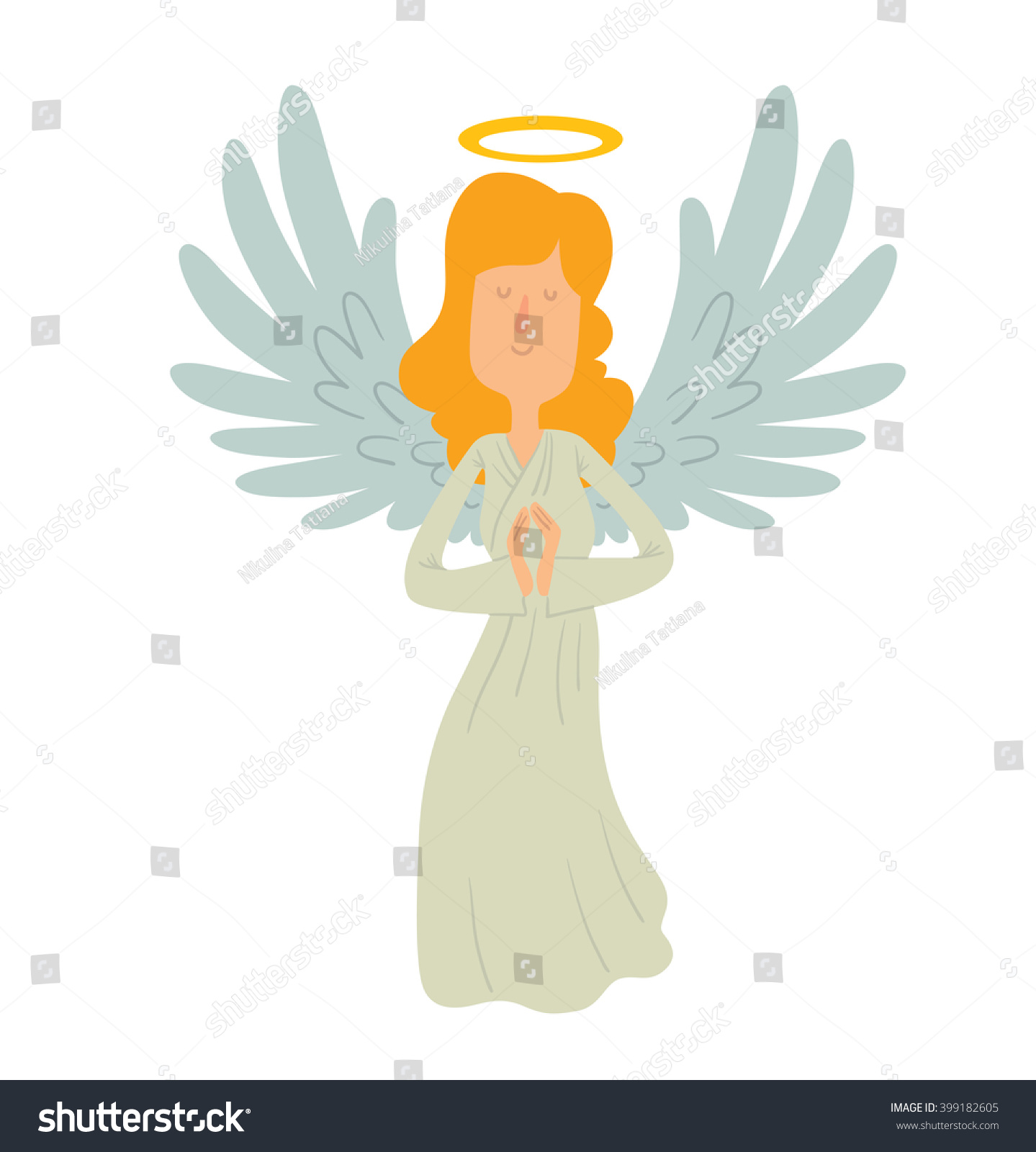 Vector Cartoon Image Of A Female Angel Female Angel With Blond Hair In A White Chasuble Angel