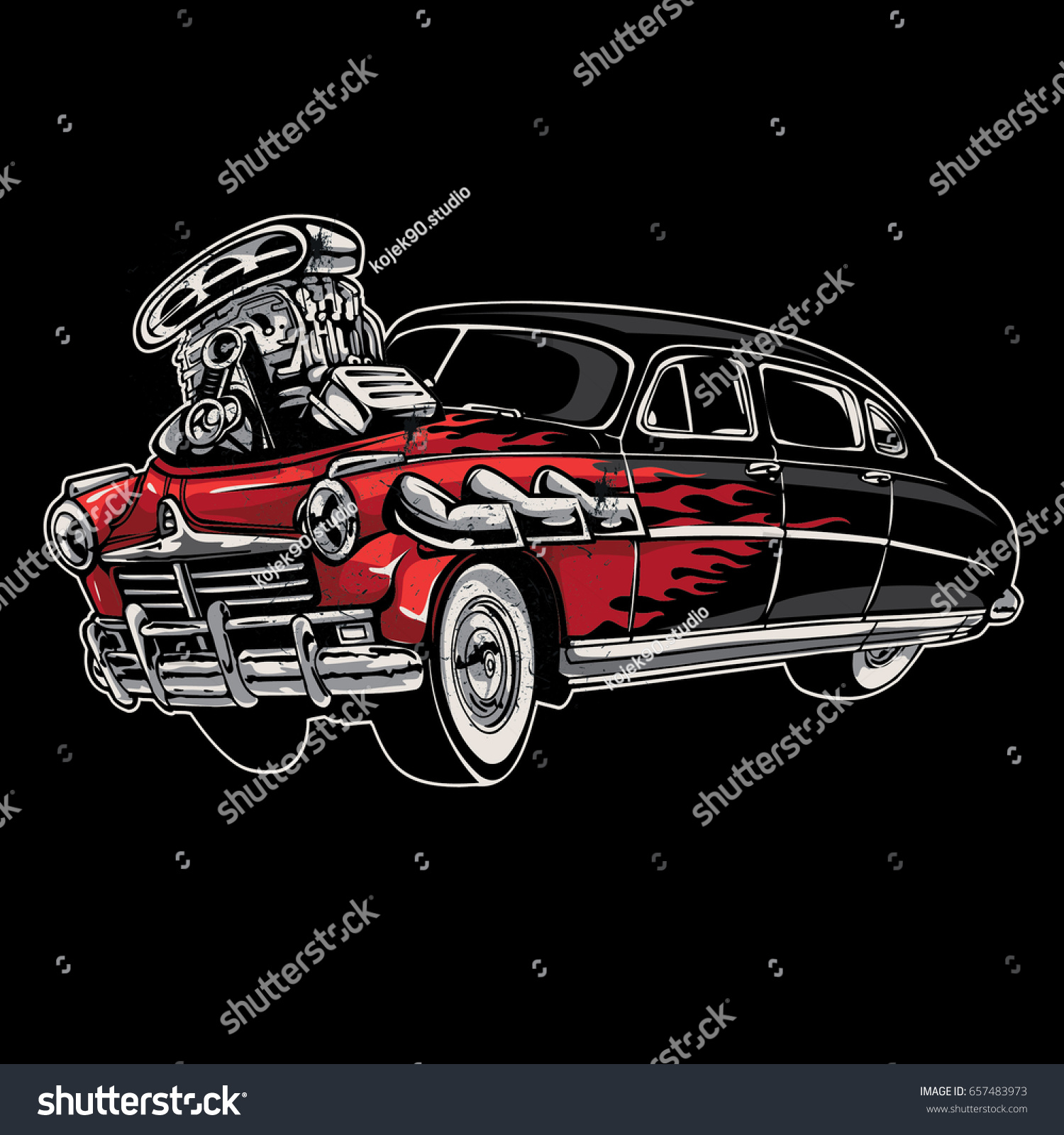 Vector Cartoon Retro Hot Rod Stock Vector Royalty Free