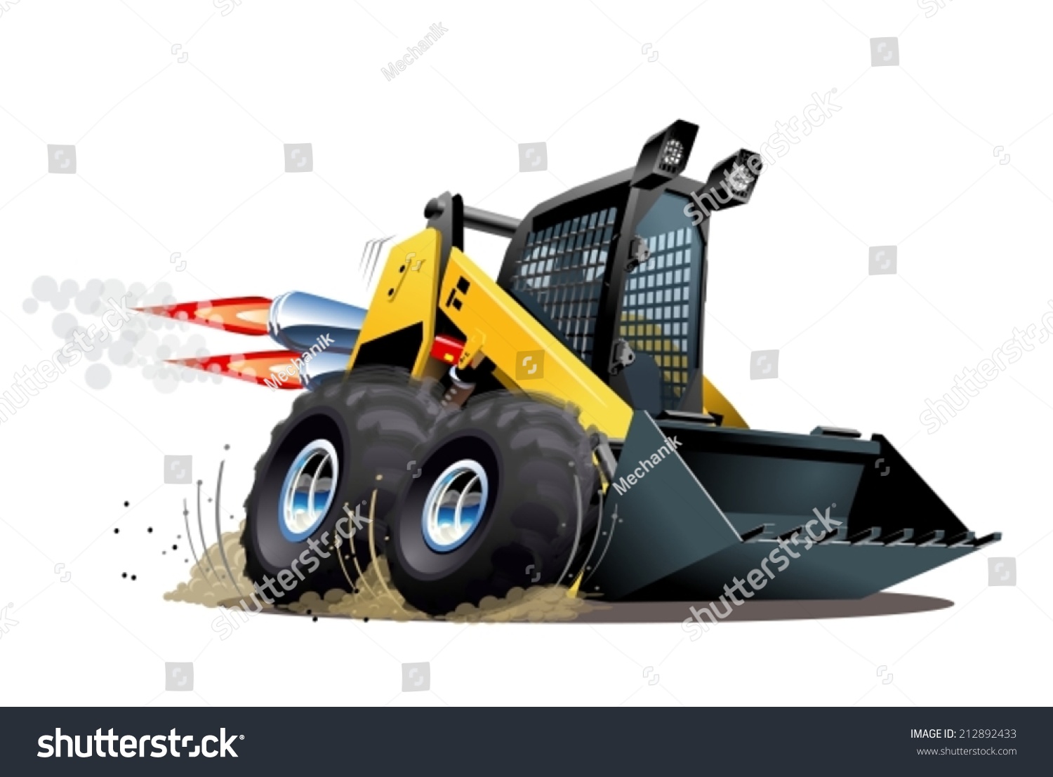 Vector Cartoon Skid Steer. Available Eps-10 Vector Format Separated By