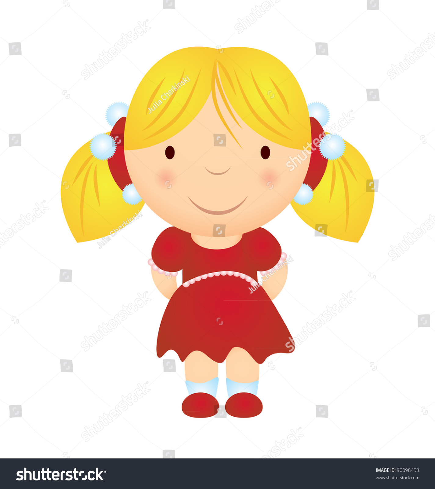 Vector Cartoon Smiling Blonde Girl Christmas Stock Vector 90098458