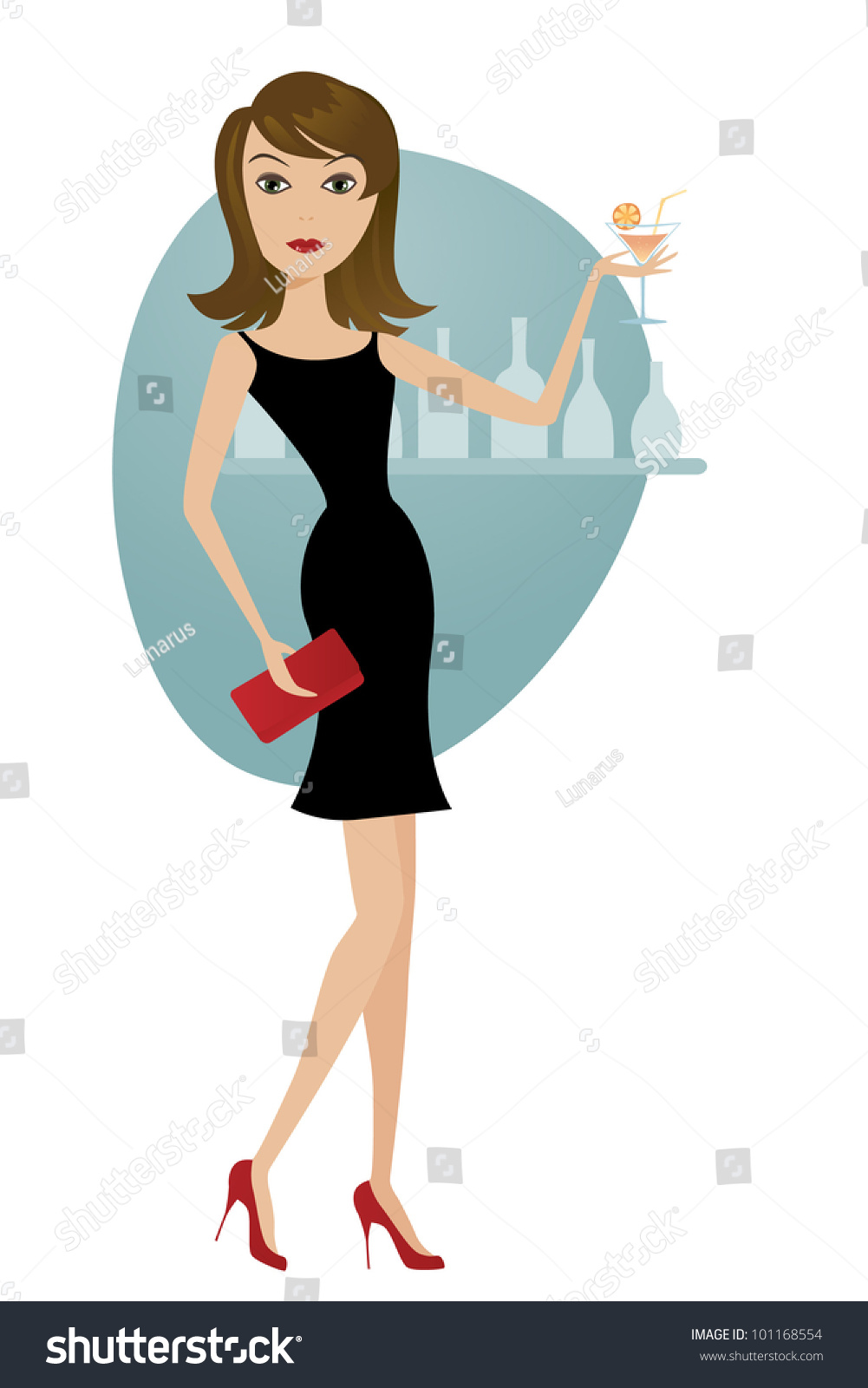 Vector Character Cartoon Cute Woman Black Stock Vector 101168554