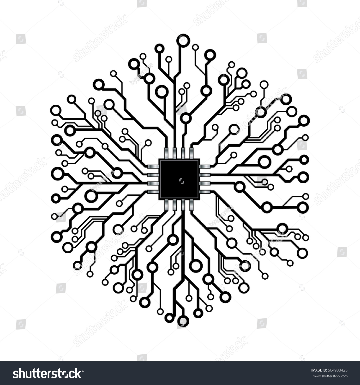 Vector Circuit Board Abstract Hexagon Chip Stock Vector 504983425