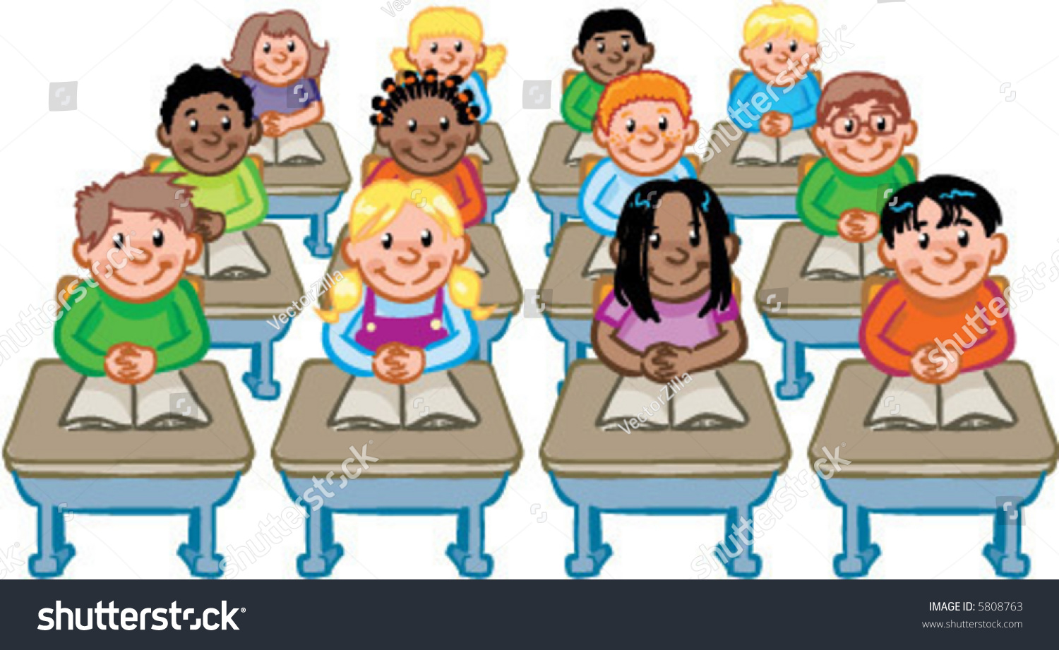 Vector Classroom Full Students Seated Their Stock Vector 5808763