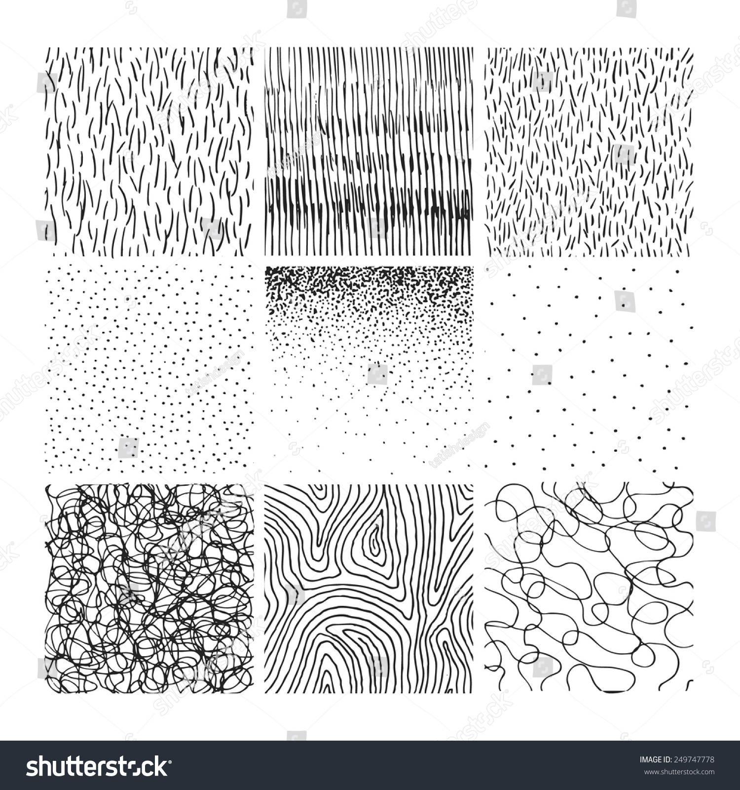 Vector Collection Ink Hand Drawn Hatch Texture Ink Lines Points