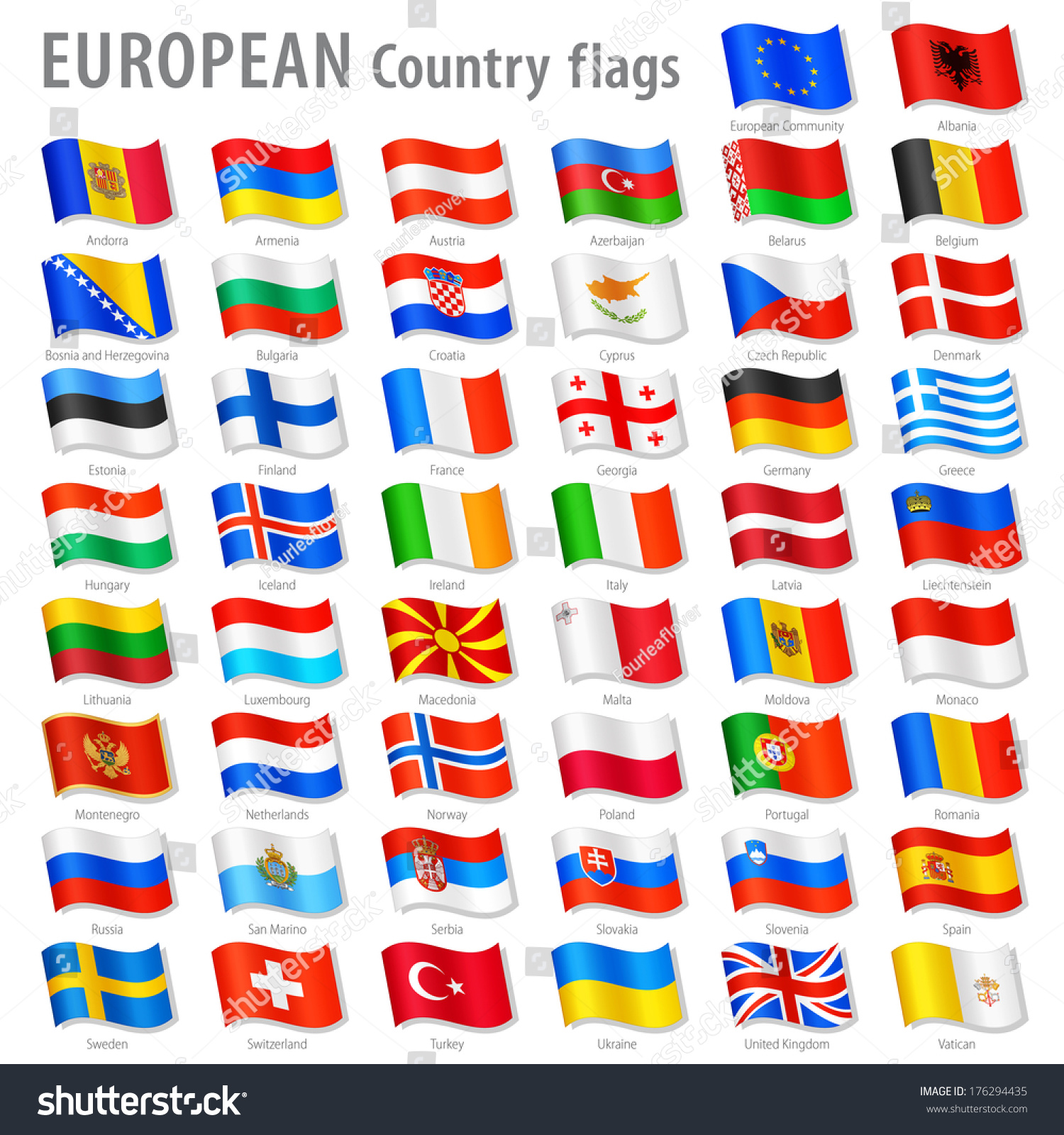 Vector Collection All European National Flags Stock Vector 176294435