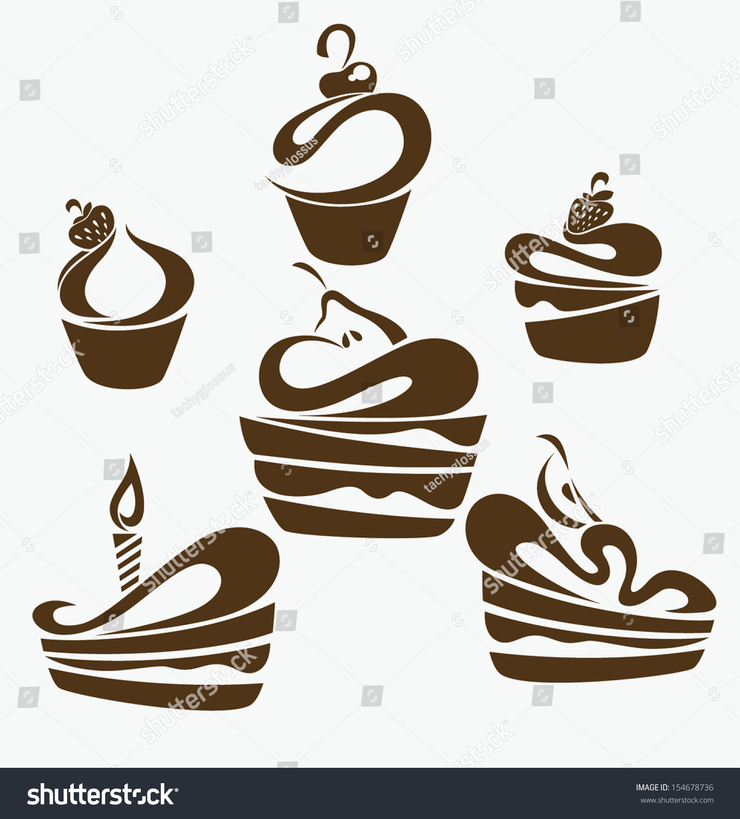 Vector Collection Of Cakes Images Symbols And Emblems 154678736