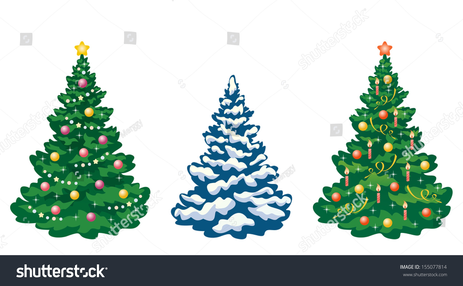 Vector Collection Of Cartoon Christmas Trees - 155077814 : Shutterstock