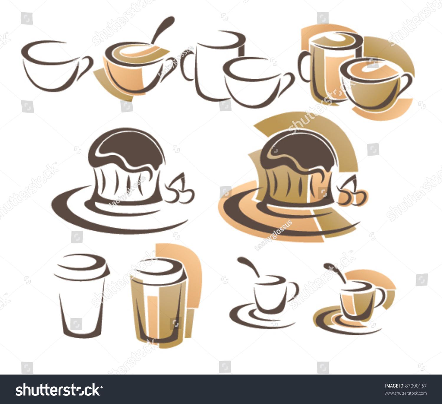 vector-collection-of-decorative-cup-symbols-coffee-tea-and-cakes