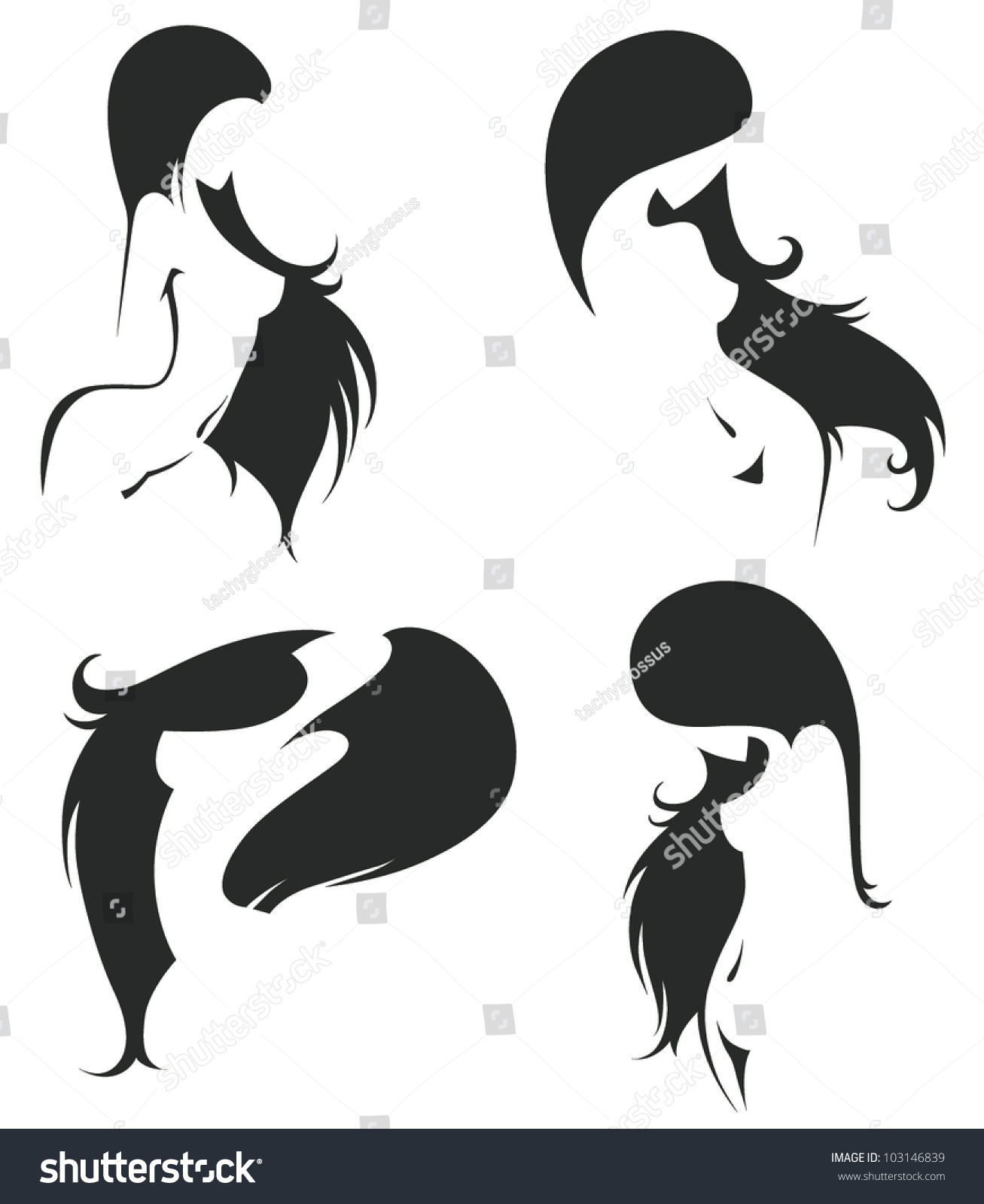 Vector Collection Naked Girls Silhouettes Reach Stock Vector 103146839