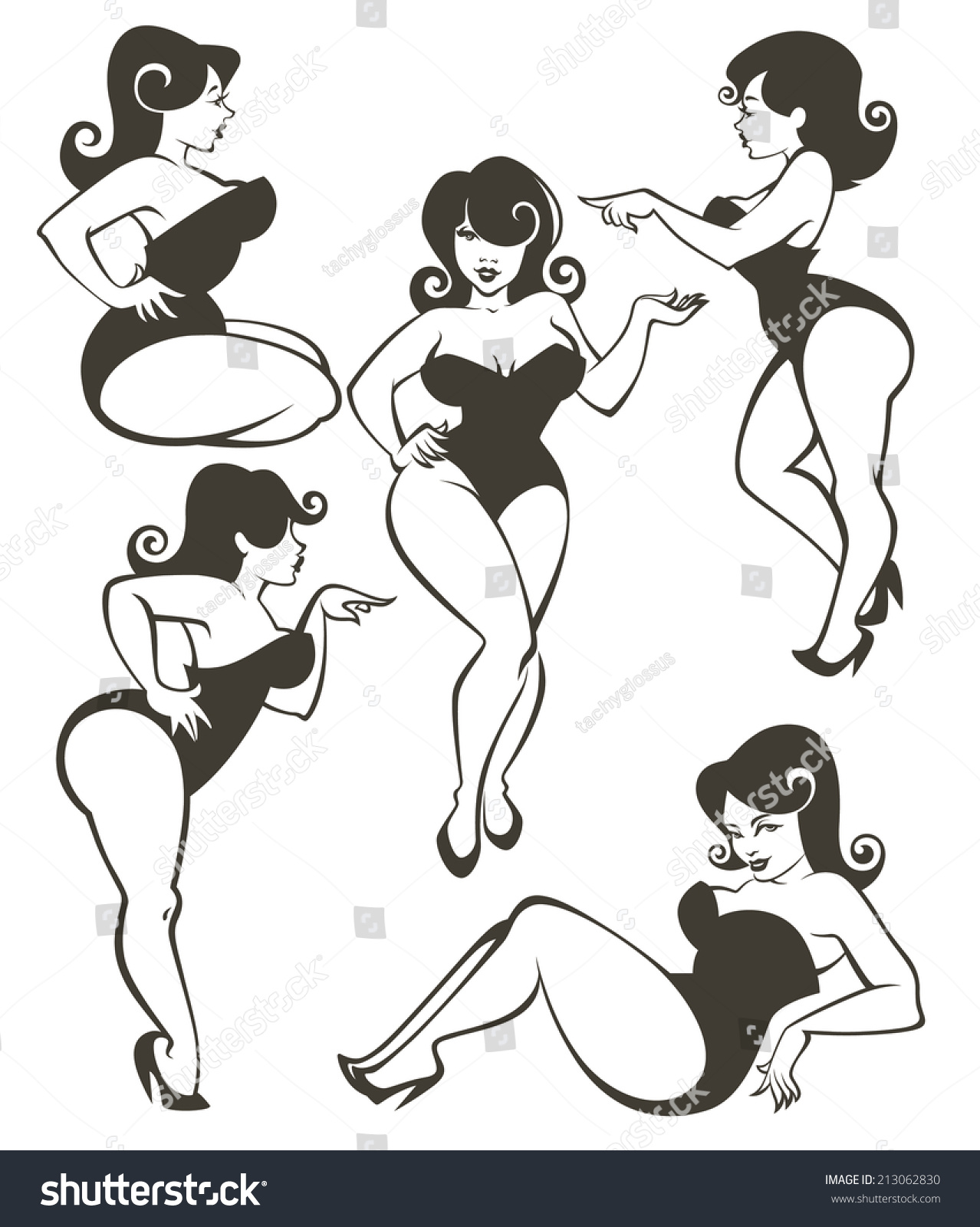 Vector Collection Of Plus Size Pin Up Girls 213062830 Shutterstock