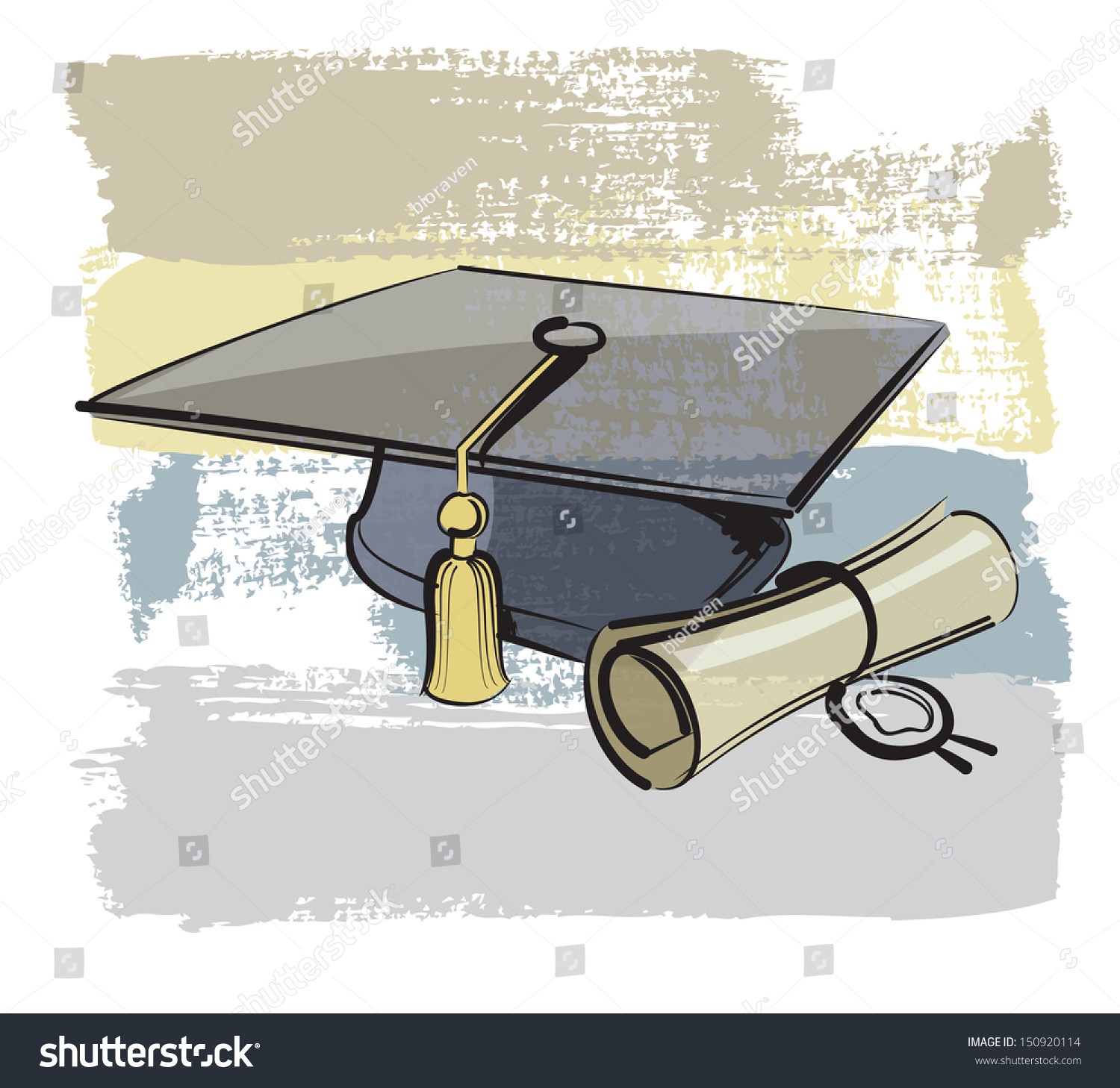 Vector Color Graduation Cap And Diploma - 150920114 : Shutterstock