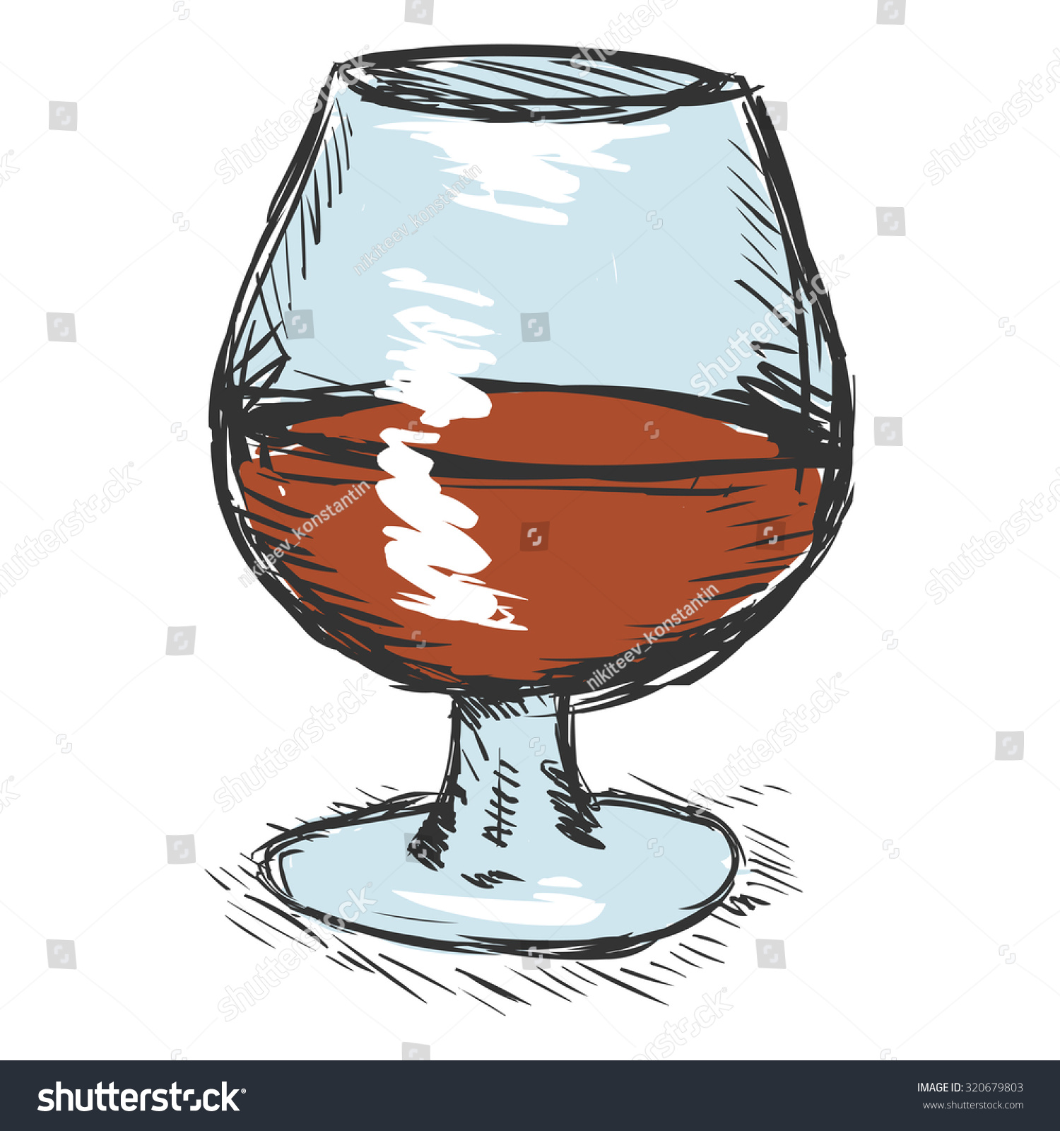 Vector Color Sketch Glass Cognac Stock Vector 320679803 Shutterstock