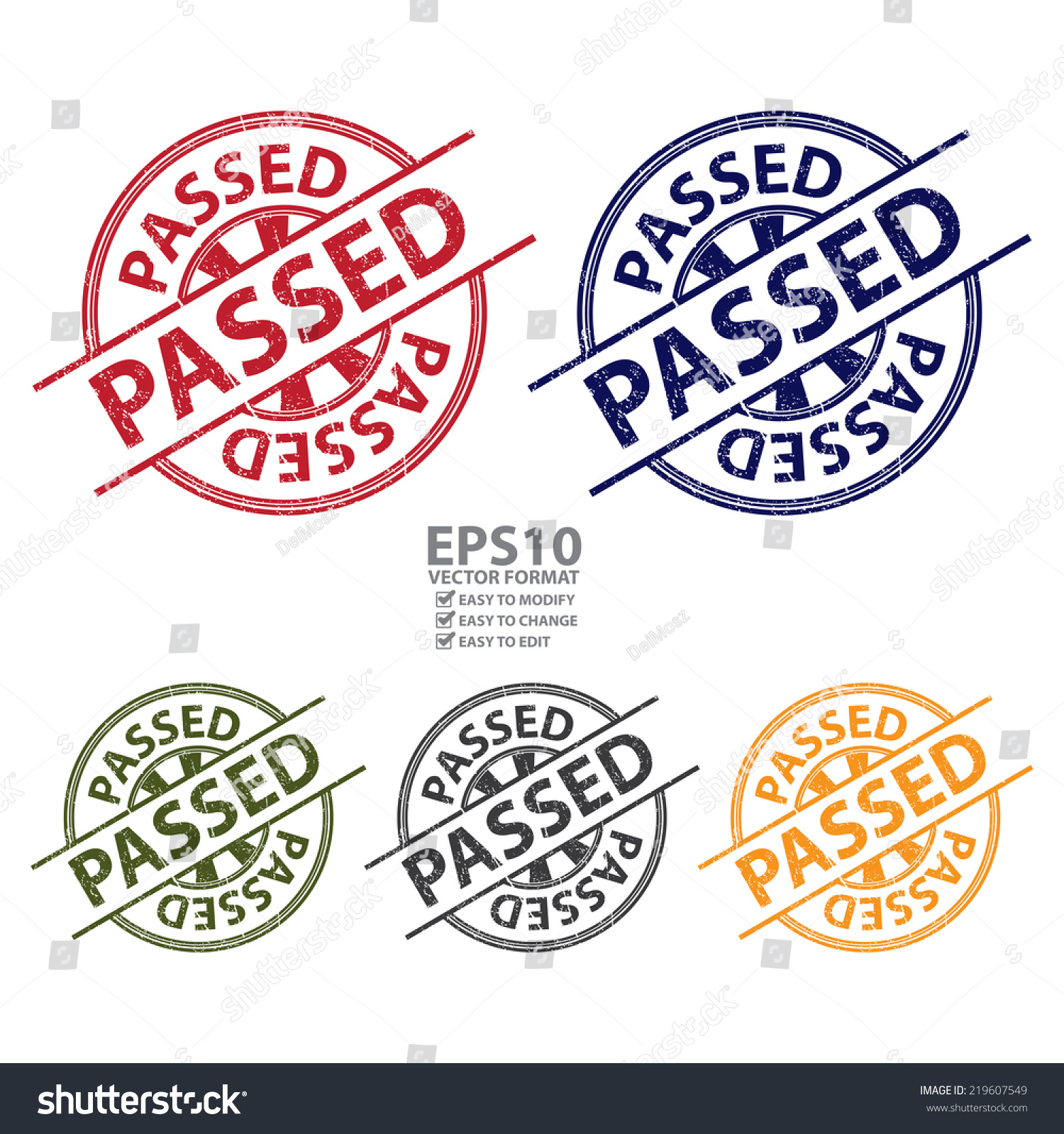 Vector Colorful Grunge Style Passed Icon, Badge, Label Or Sticker For