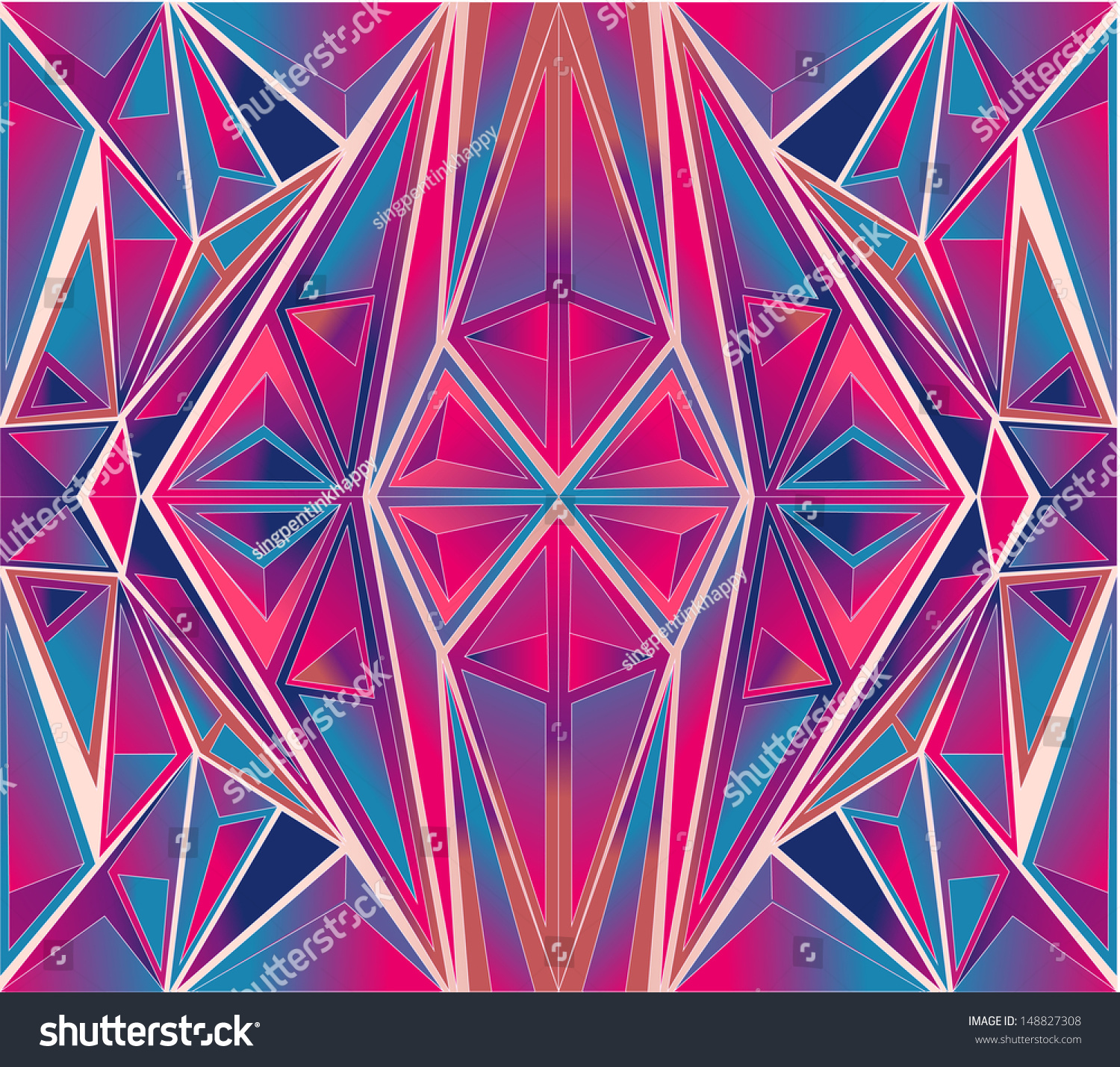 Vector Colorful Symmetrical Triangle Pattern Background 148827308