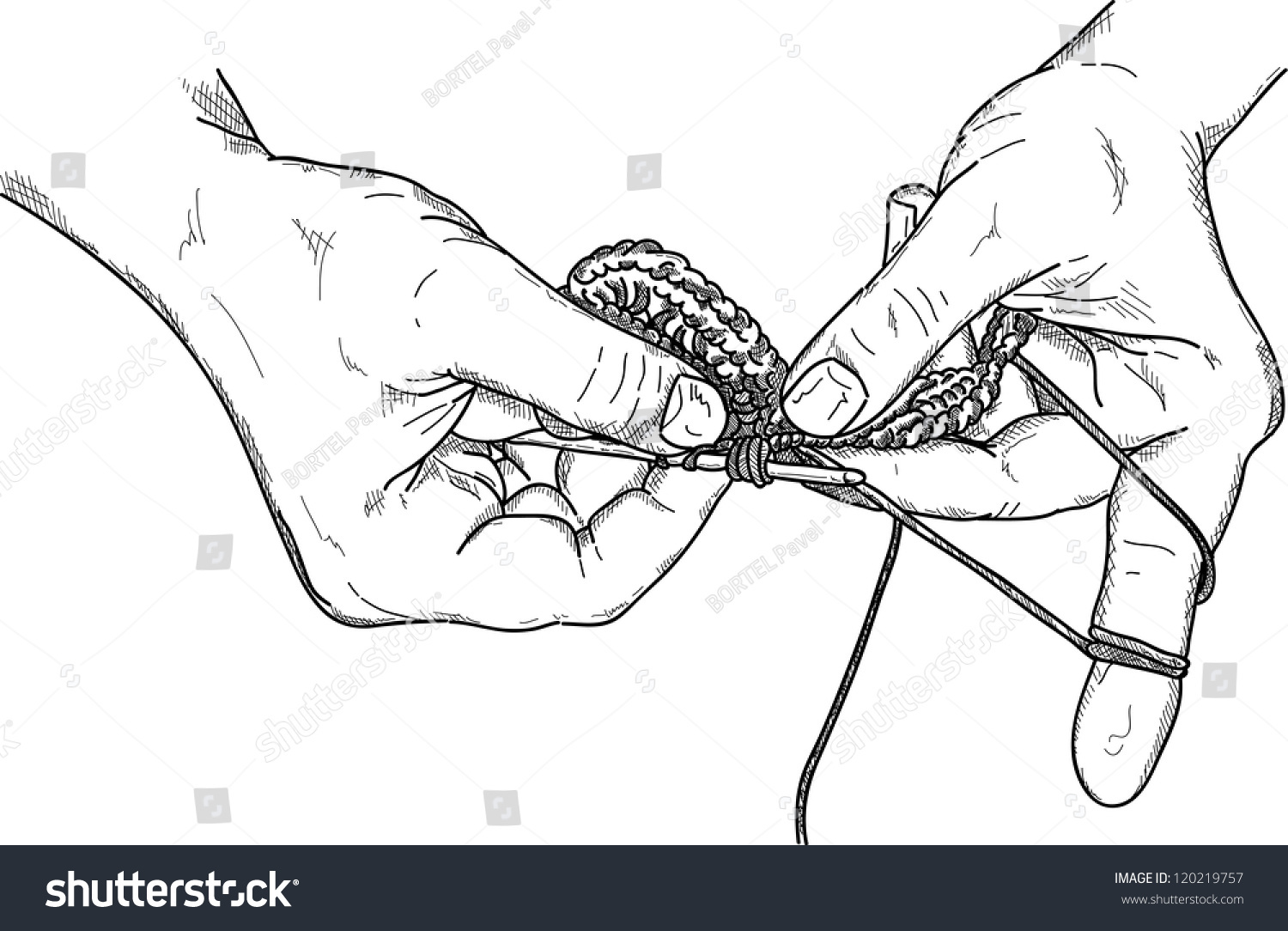 Vector Crochet Hands Wuth Crochet Hook Working, Isolated On