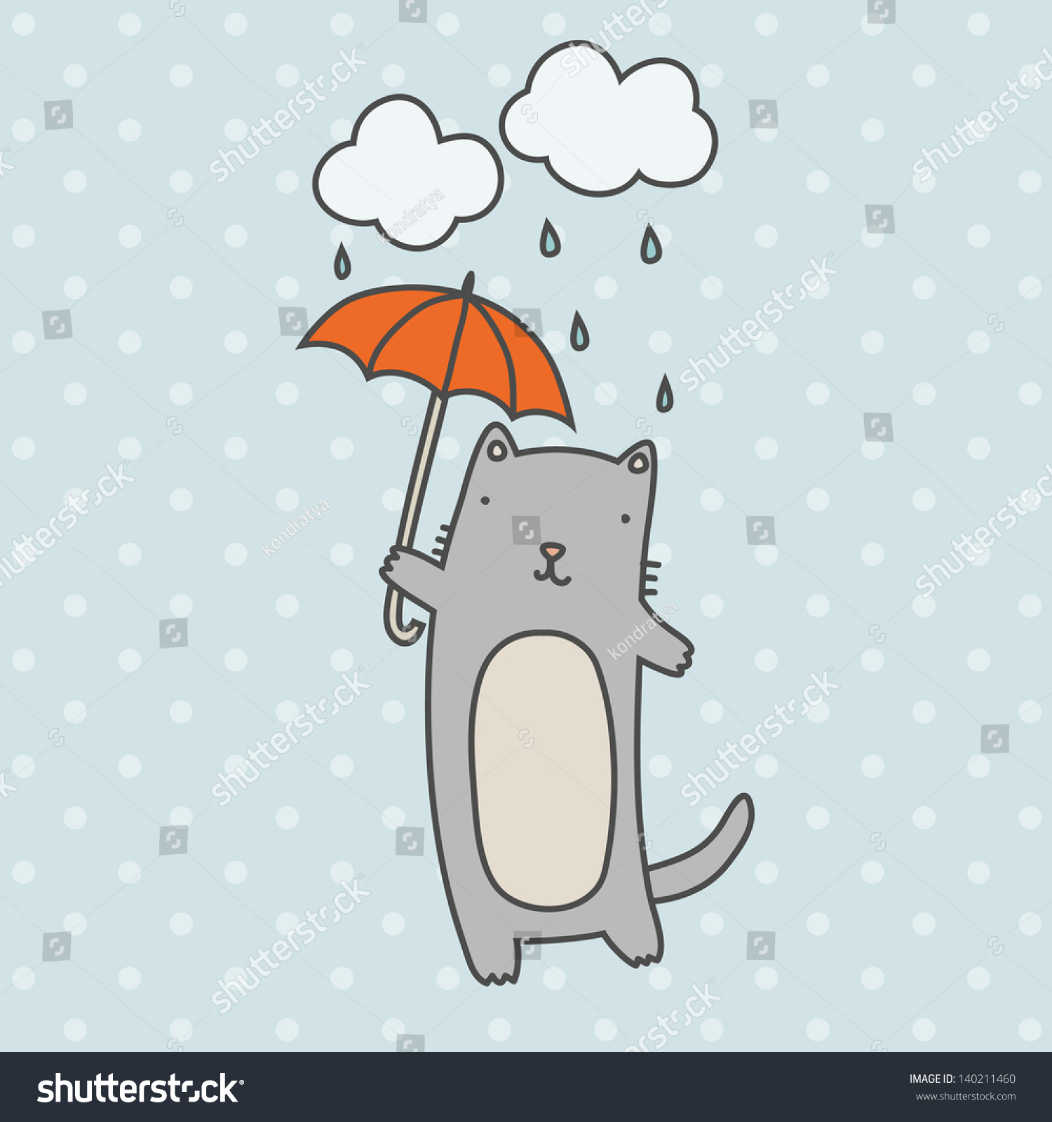 Vector Cute Cat Umbrella Stock Vector 140211460 Shutterstock