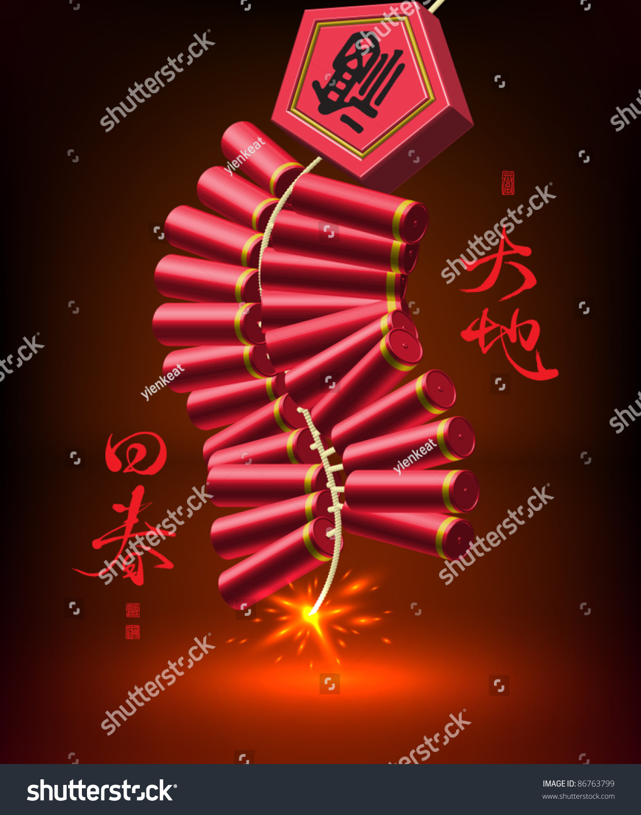 Vector 3d Fire Cracker Of Chinese New Year 86763799 Shutterstock 1205