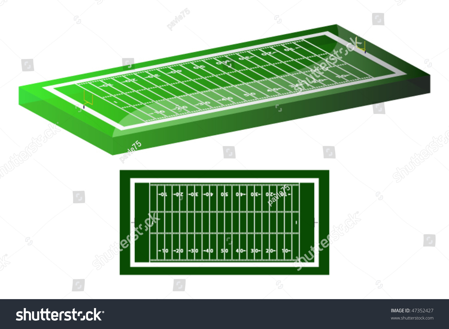 Vector 3d View American Football Pitch Stock Vector ...