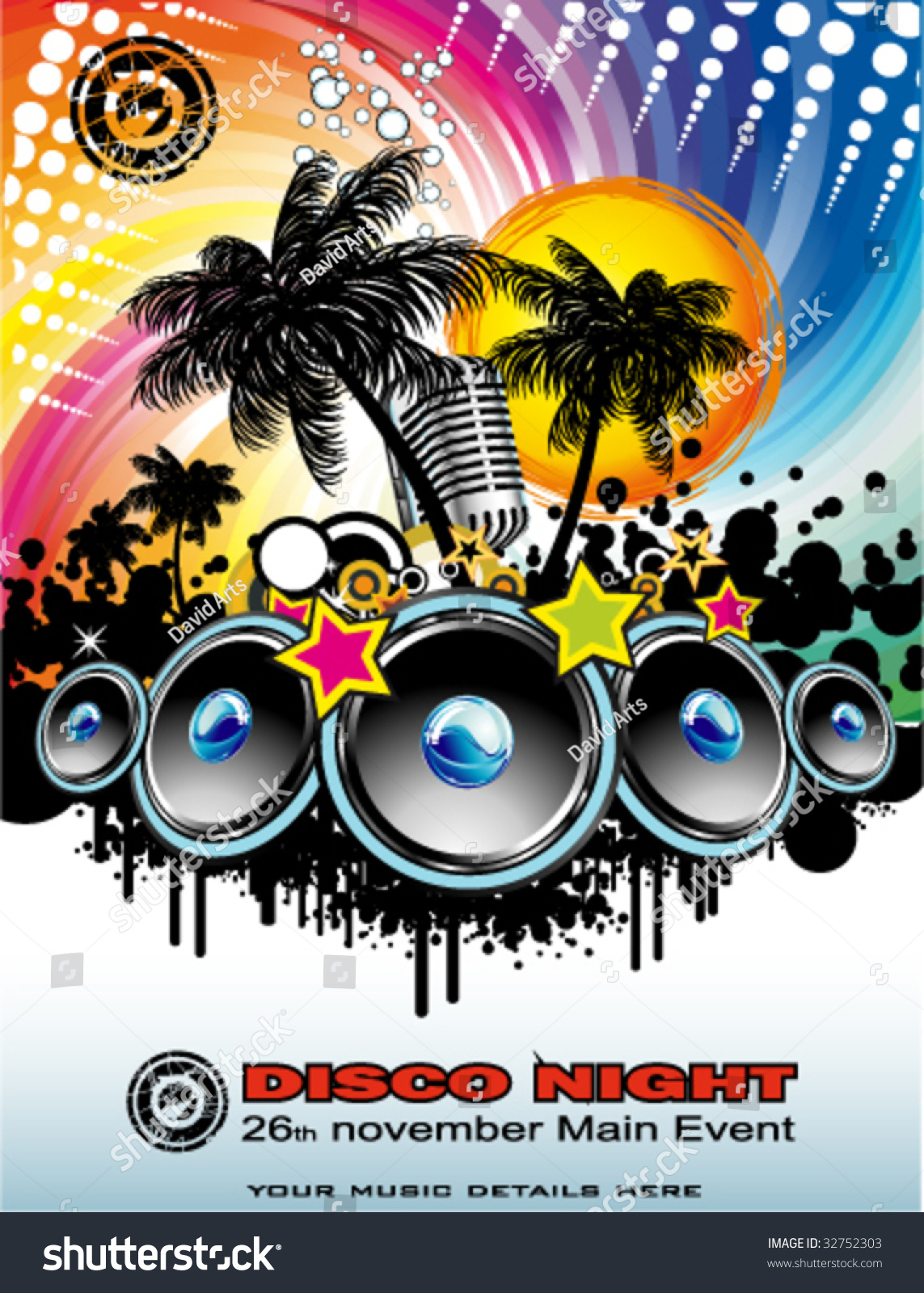 Vector Disco Dance Tropical Music Flyer With Colorful Background Shutterstock