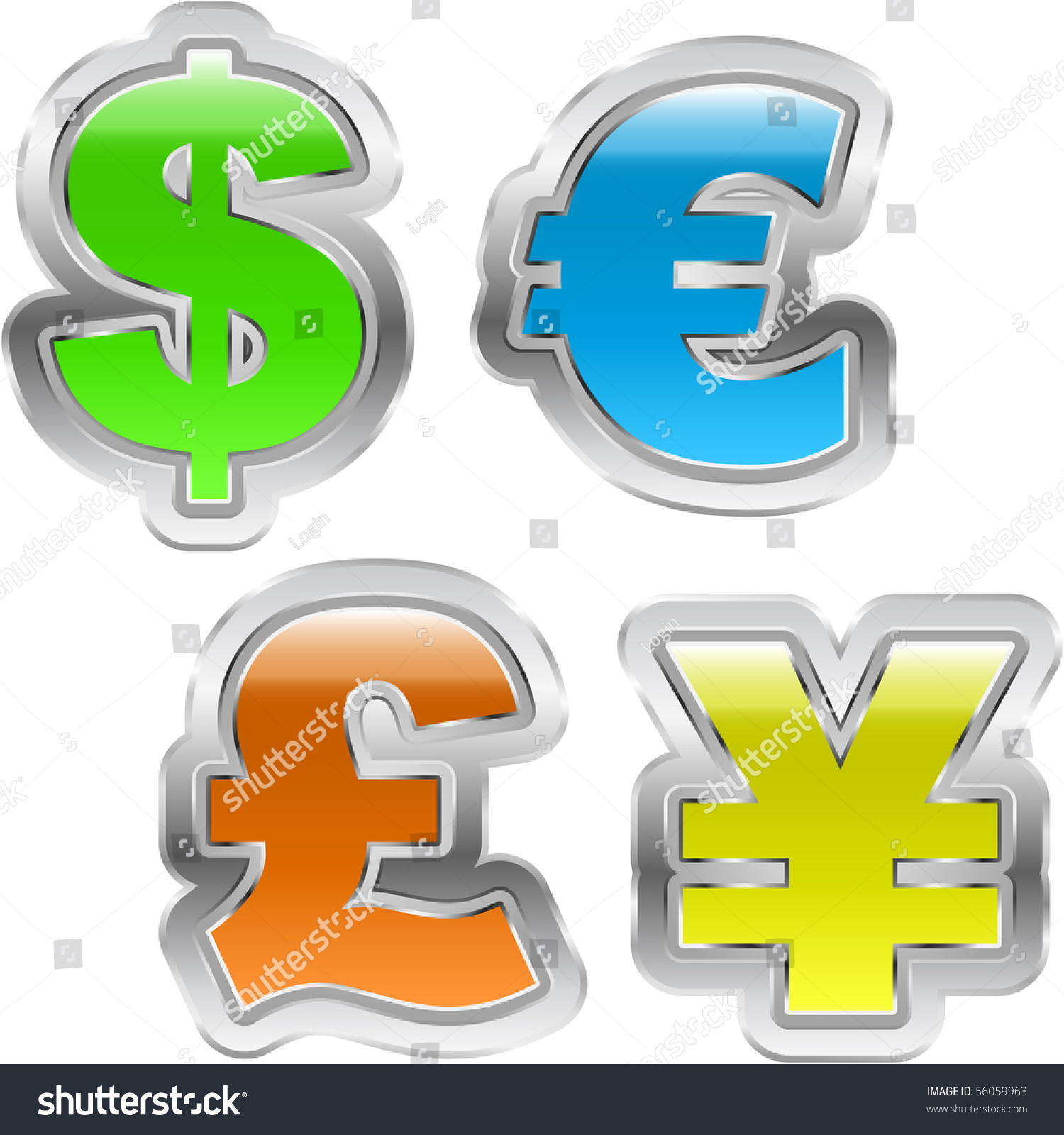 Yen And Pound Icon Set Vector Dollar Yen And Pound Icon Set 56059963