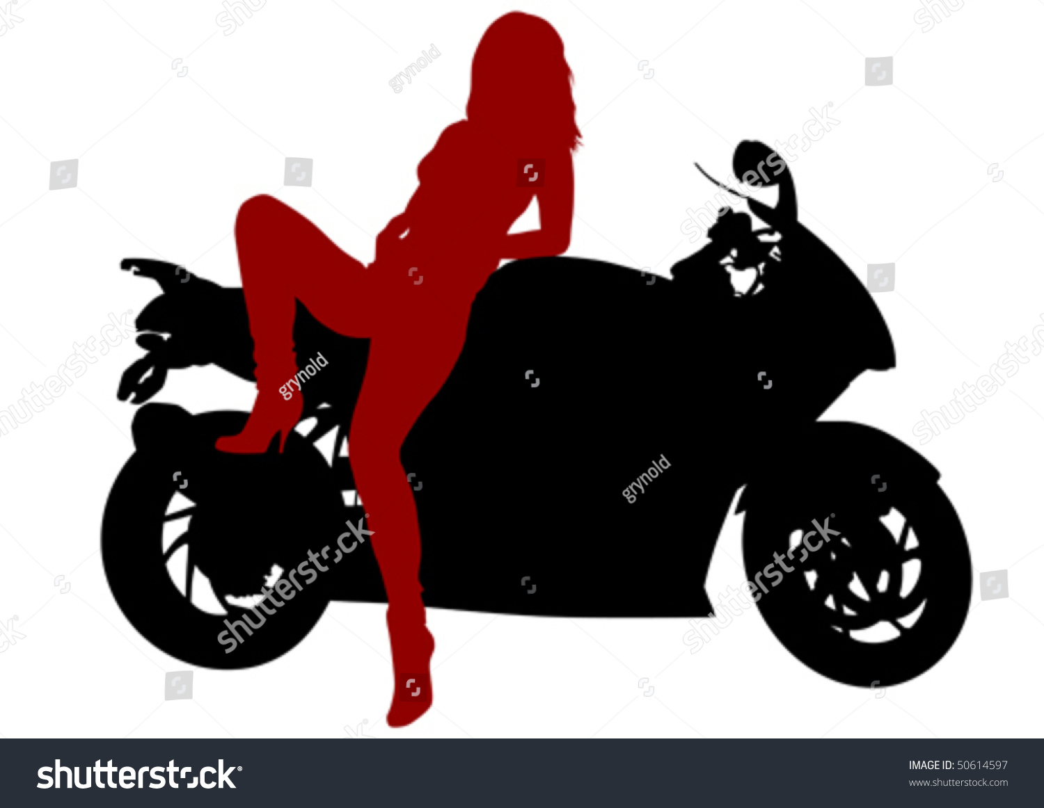 Vector Drawing Girl On Motorcycle Stock Vector Royalty Free 50614597