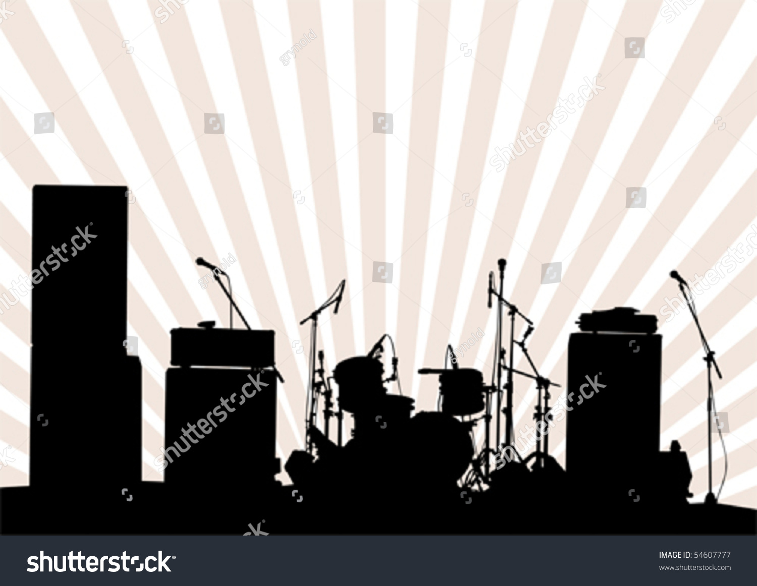 Vector Drawing Musical Group In Concert On Stage - 54607777 : Shutterstock