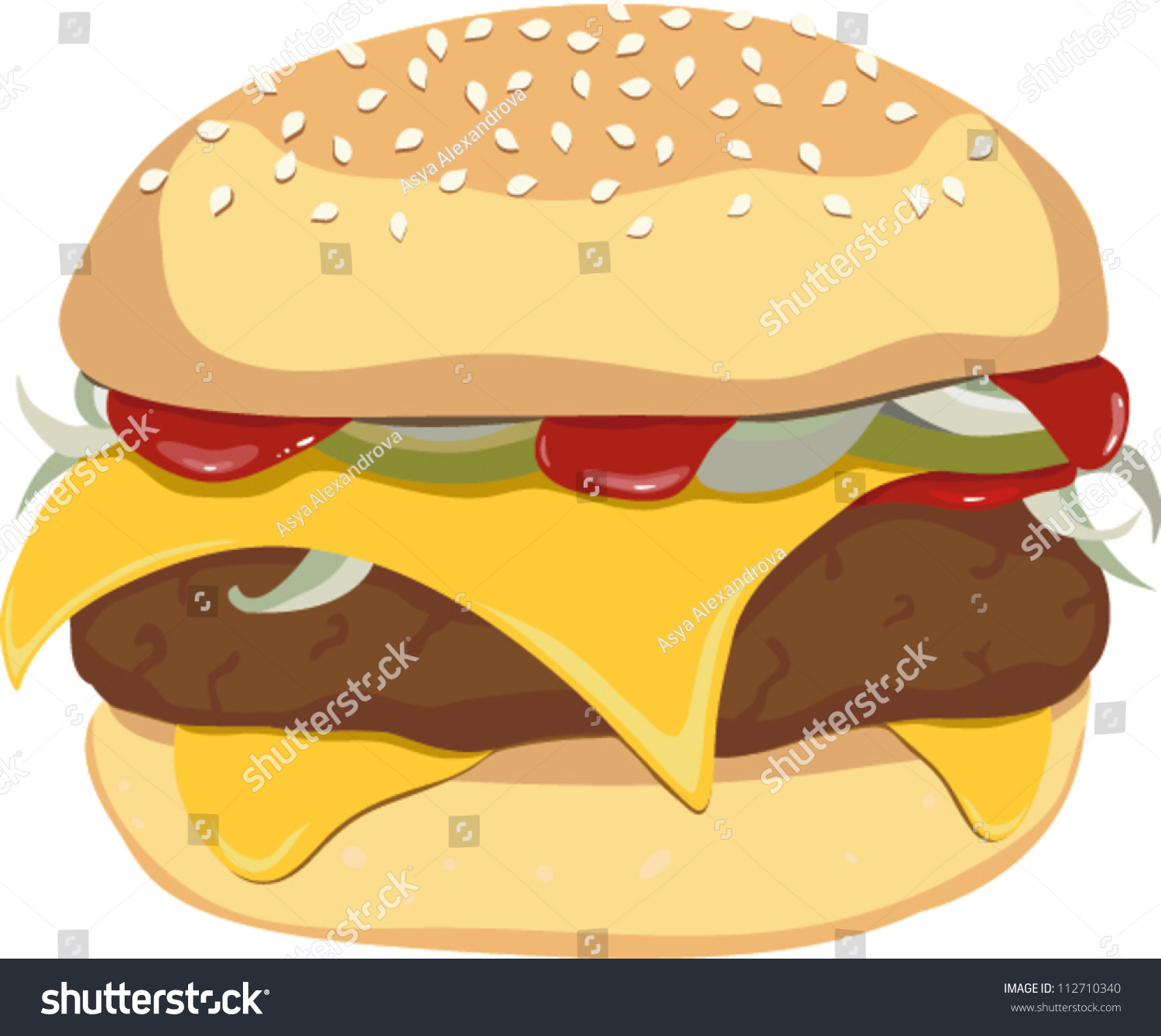 Vector Drawing Cheeseburger Stock Vector 112710340 Shutterstock