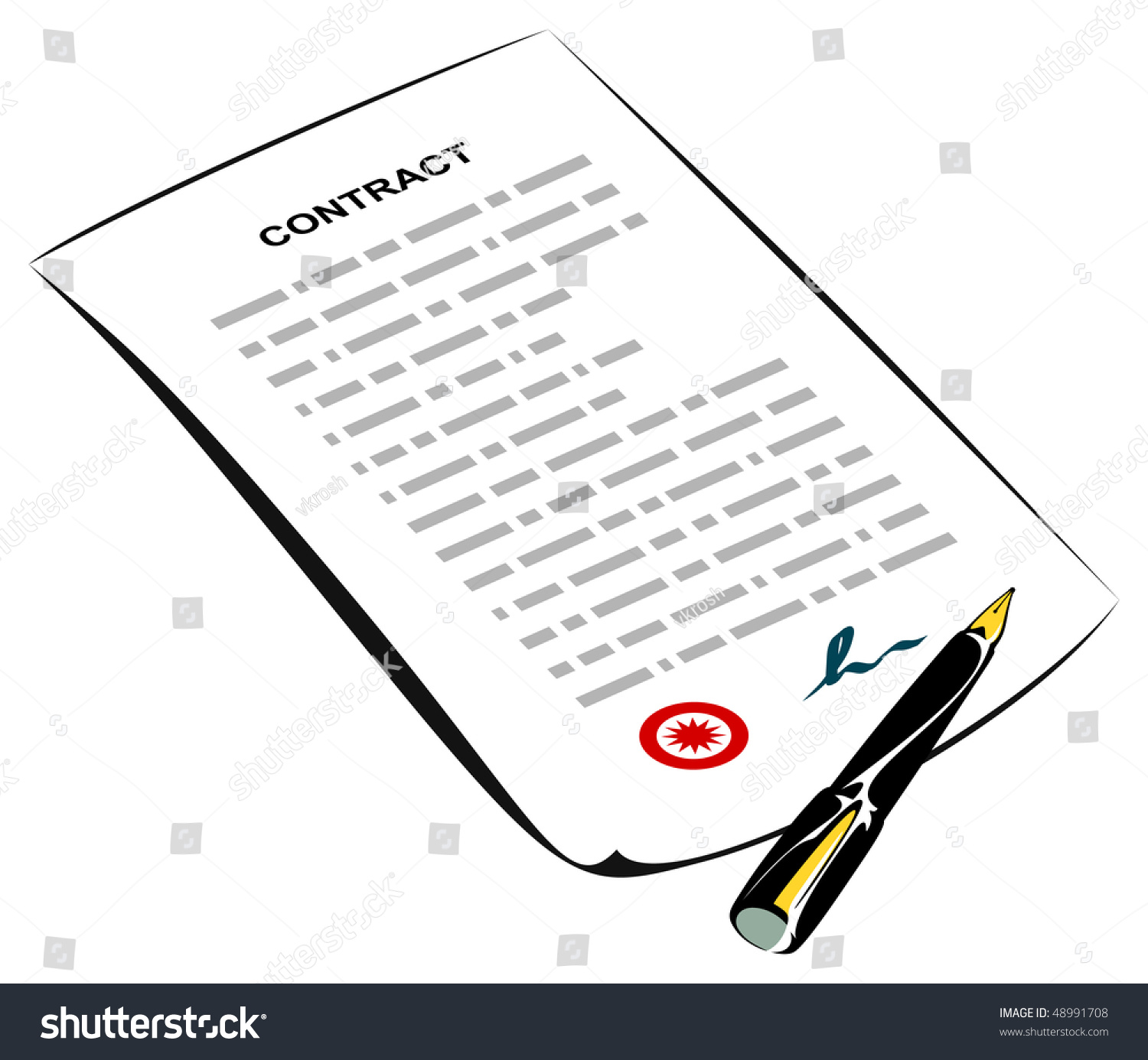 Vector Drawing Of Signed Contract 48991708 Shutterstock