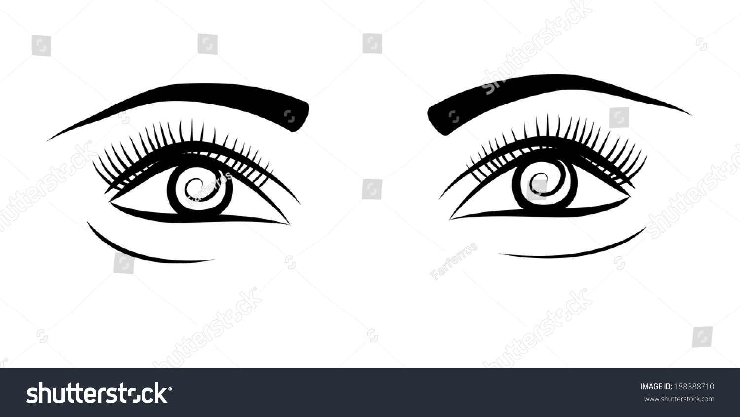 Vector Drawing Of Two Eyes On White Background ...