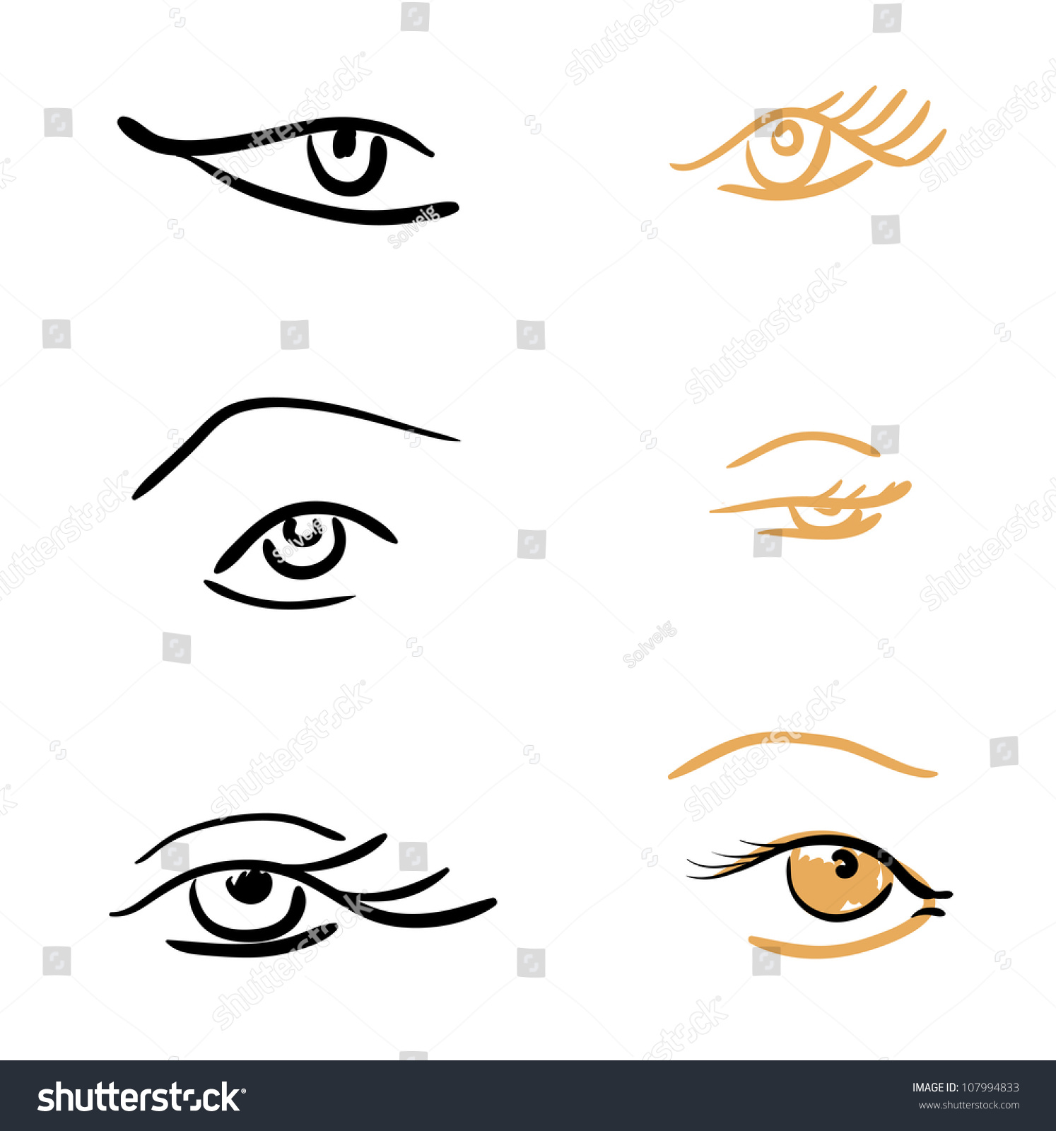 Vector Eye Sketches. Laconic Rapid Strokes. Eps 10 - 107994833