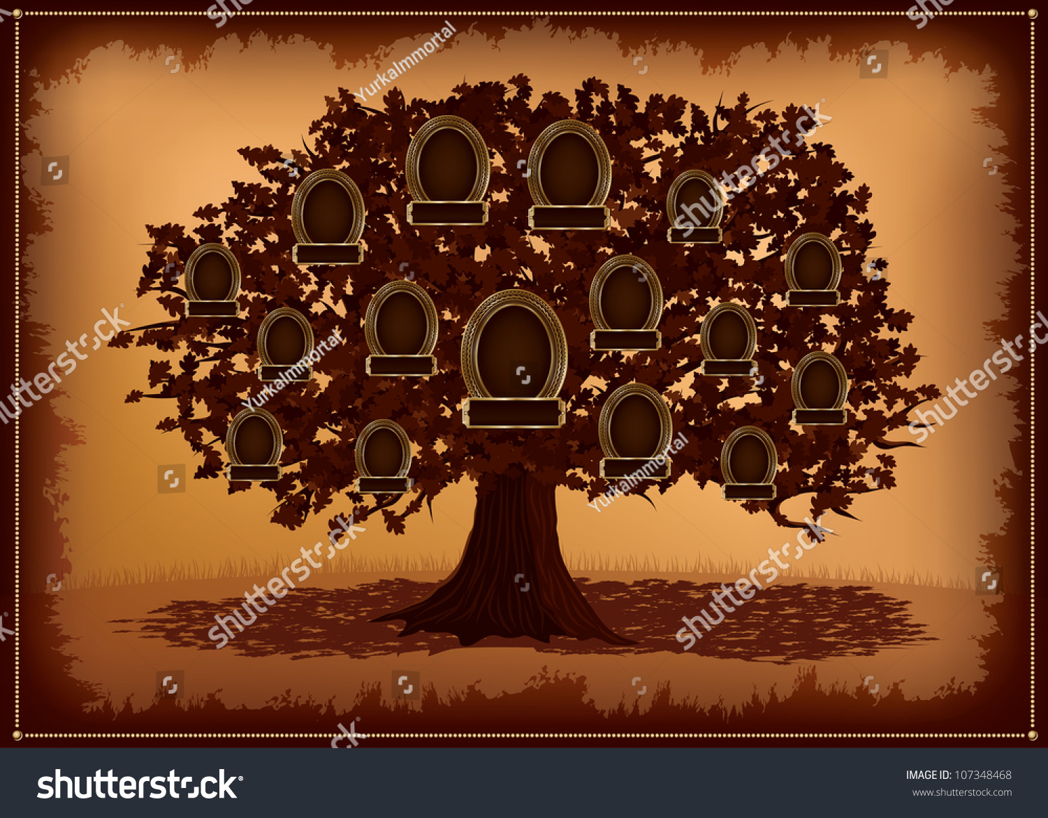 Vector Family Tree With Frames And Leafs. - 107348468 : Shutterstock