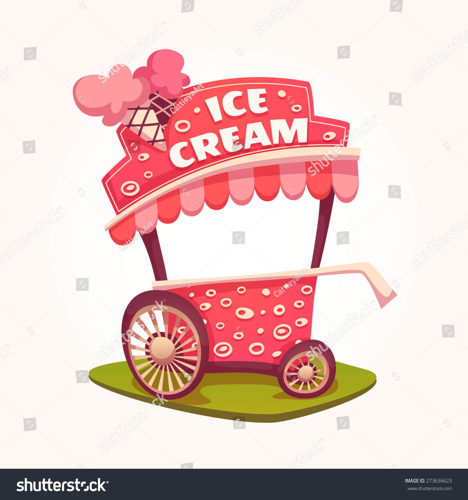 Vector Flat Illustration Ice Cream Cart Stock Vector 273636623