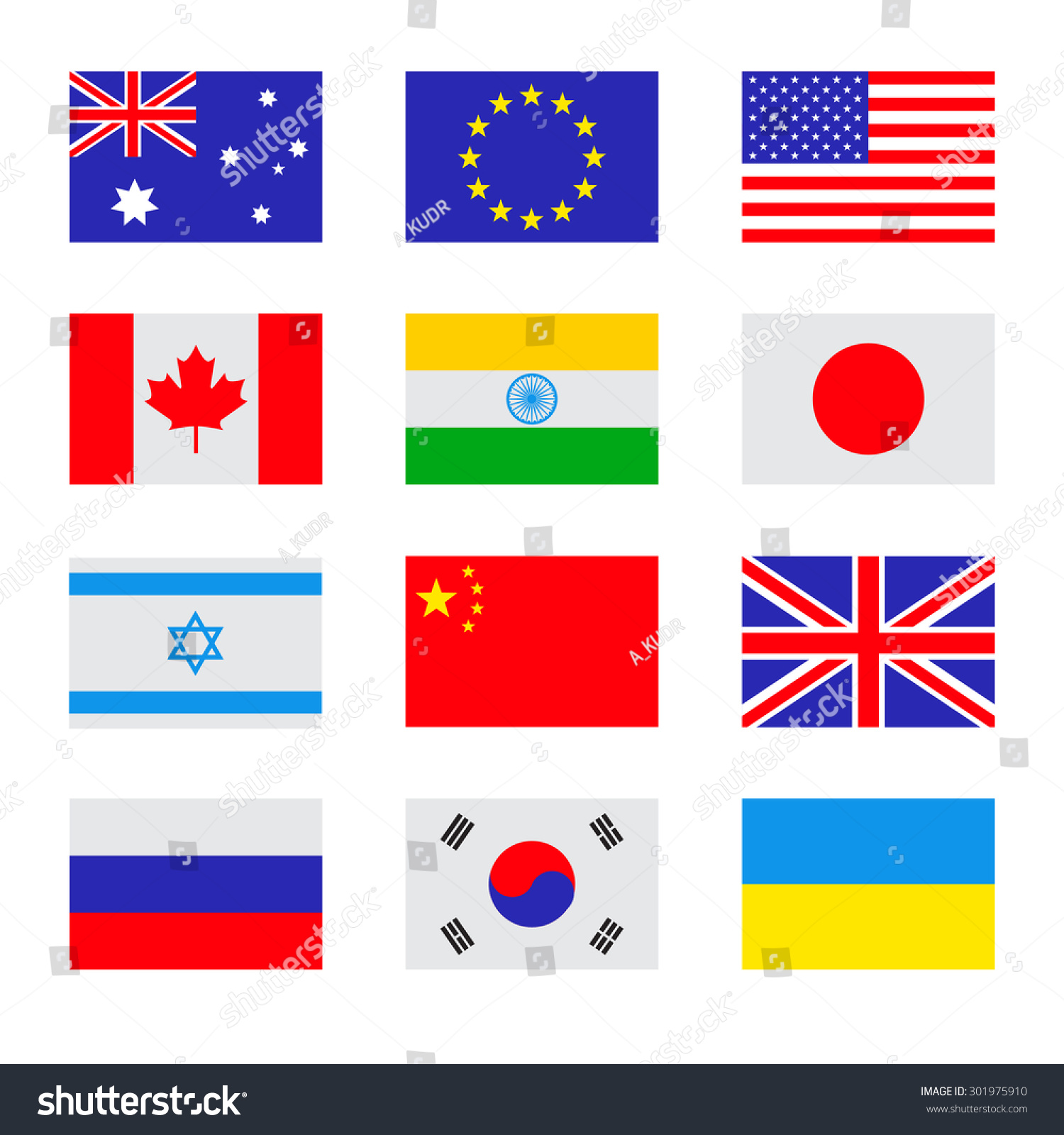 Vector Flat Set Of The Flags Icons Simple Vector Flags Of The